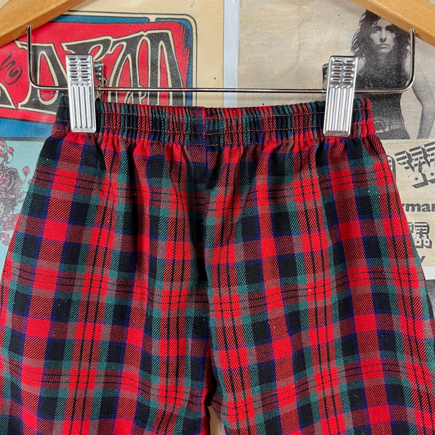 Vintage Baby Boy 90s Red Plaid Balloon Bloomer Joggers Pants 3-6M