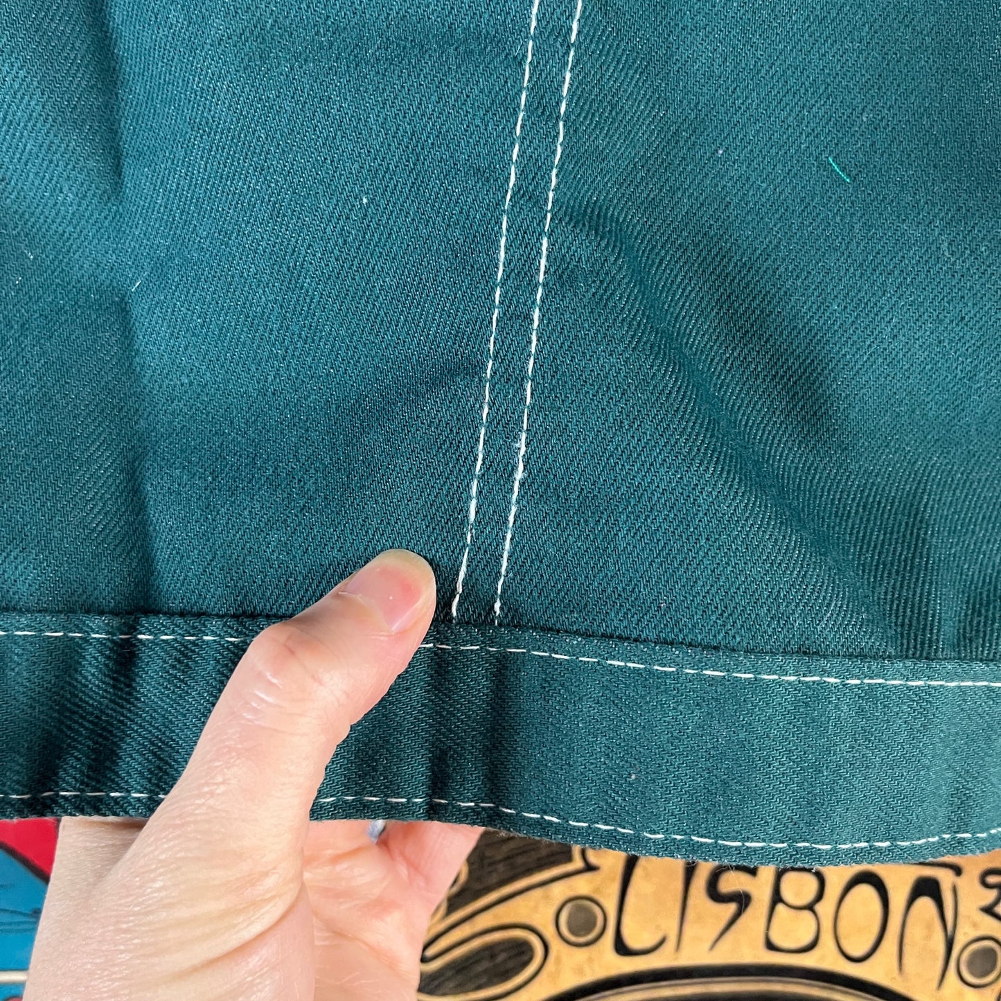 Vintage Kids 70s Green Patches Snap Sears Trucker Jacket Size 6 Ages 5-6