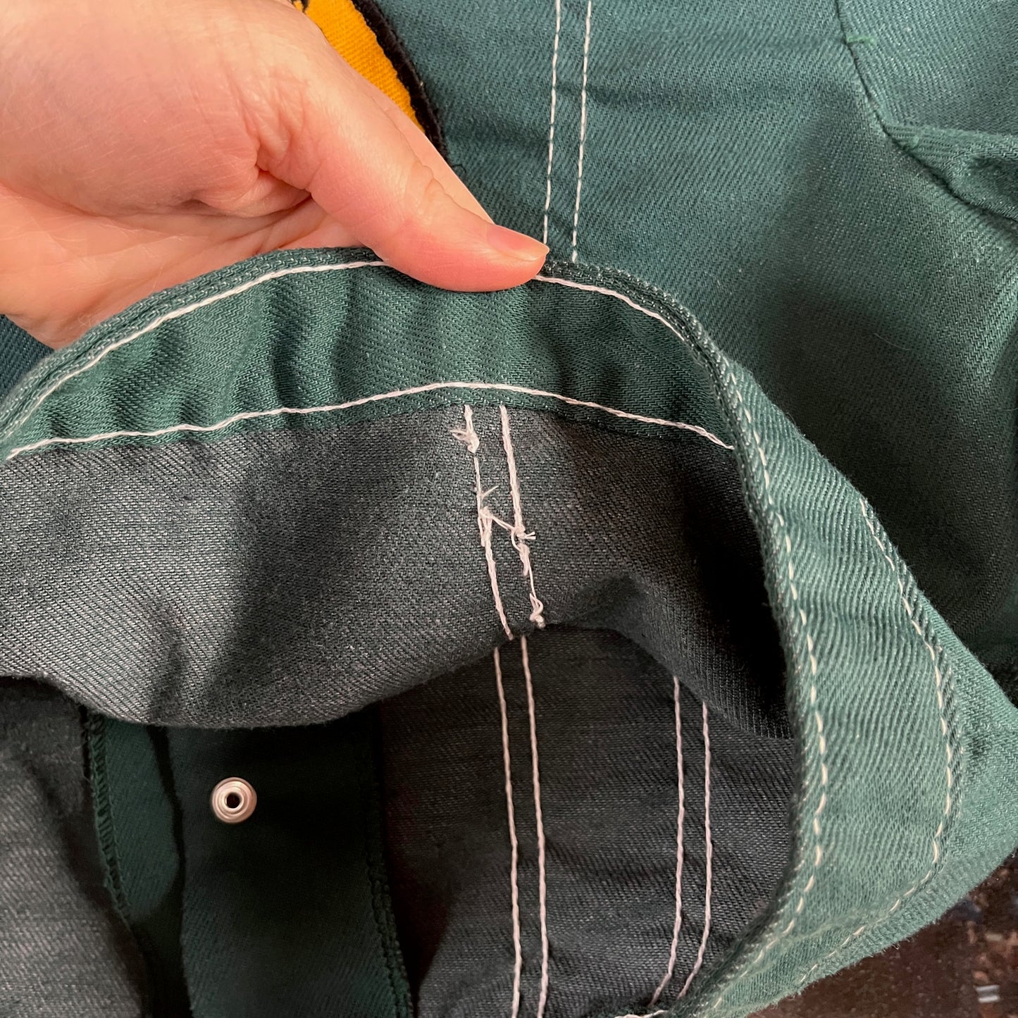 Vintage Kids 70s Green Patches Snap Sears Trucker Jacket Size 6 Ages 5-6