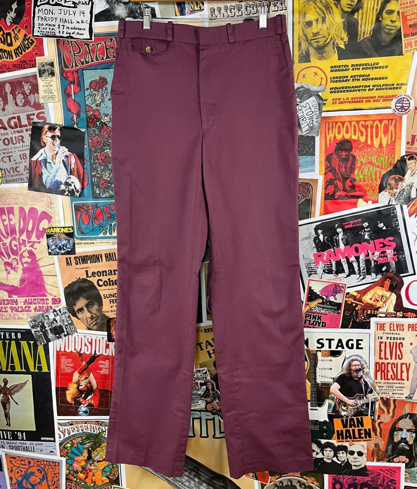 Vintage mens 90s plum mauve purple flat front trouser slacks pants by Nordstrom size 33x34