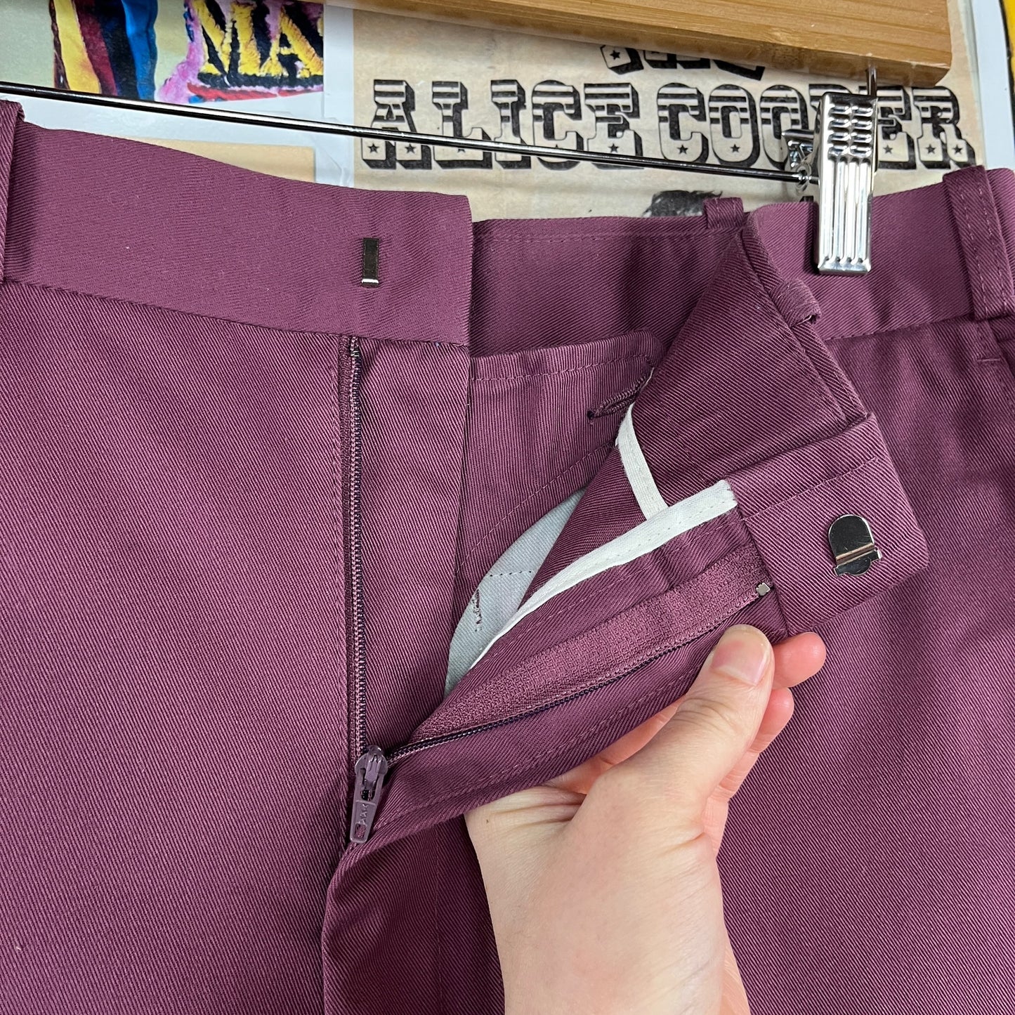 Vintage Men's 90s Mauve Plum Purple Nordstrom Flat Front Trouser Slacks Pants 33x34