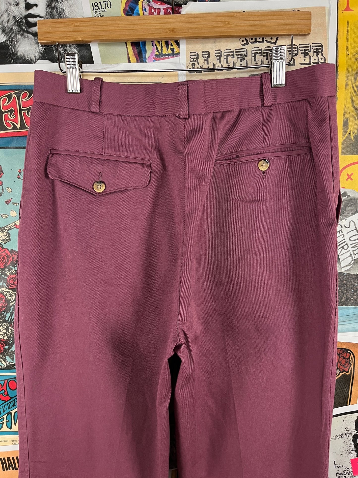 Vintage Men's 90s Mauve Plum Purple Nordstrom Flat Front Trouser Slacks Pants 33x34