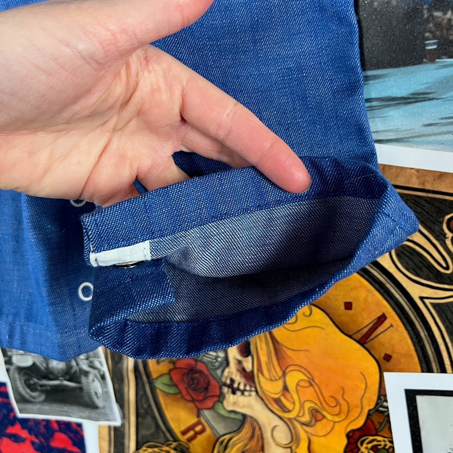 Vintage Baby 70s Blue Red Knit Jeans Health-tex Jumpsuit 6 Months