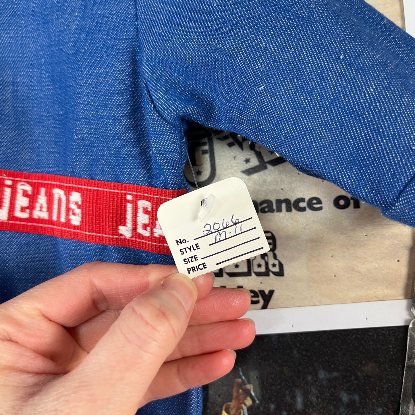 Vintage Baby 70s Blue Red Knit Jeans Health-tex Jumpsuit 6 Months