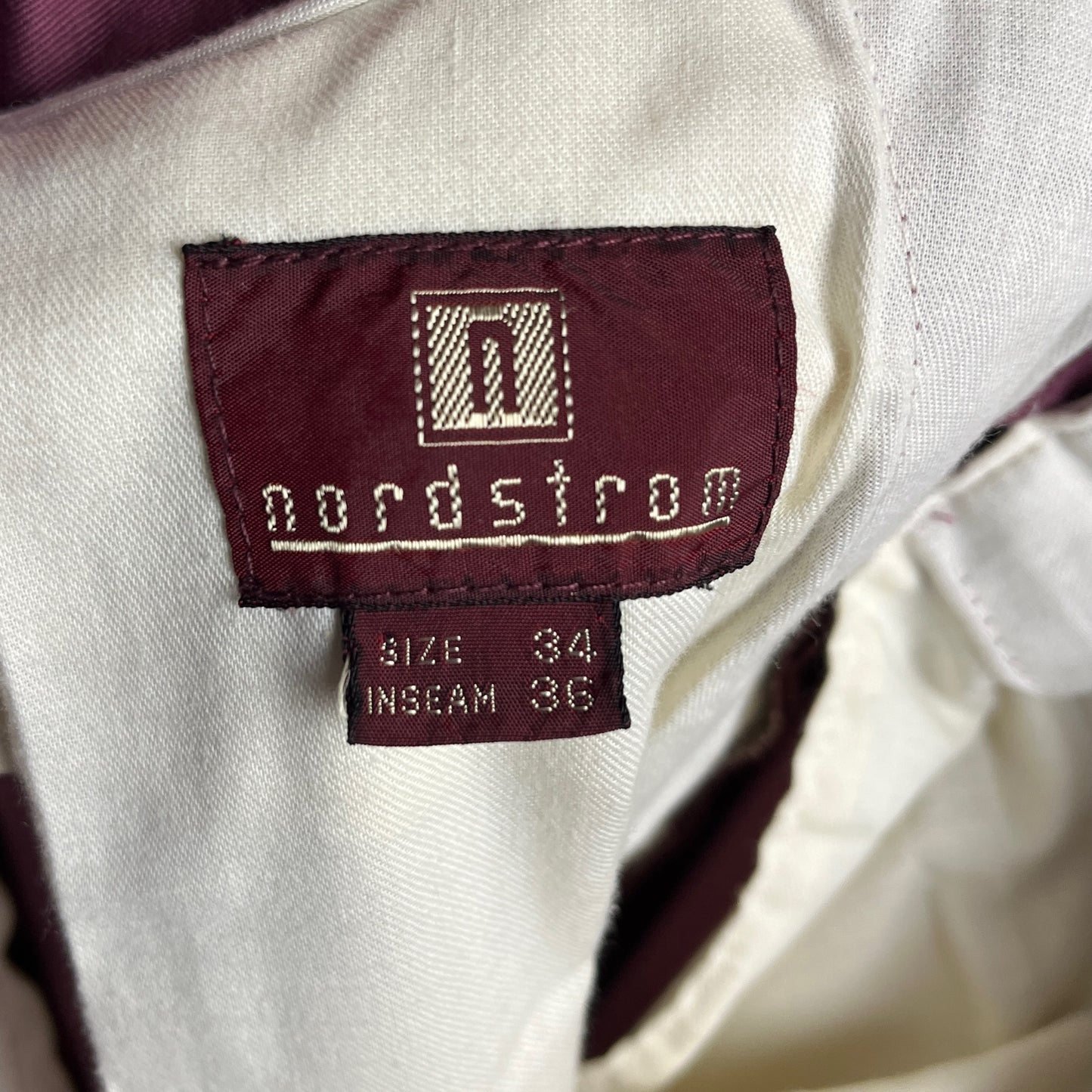 Vintage Men's 90s Mauve Plum Purple Nordstrom Flat Front Trouser Slacks Pants 33x34