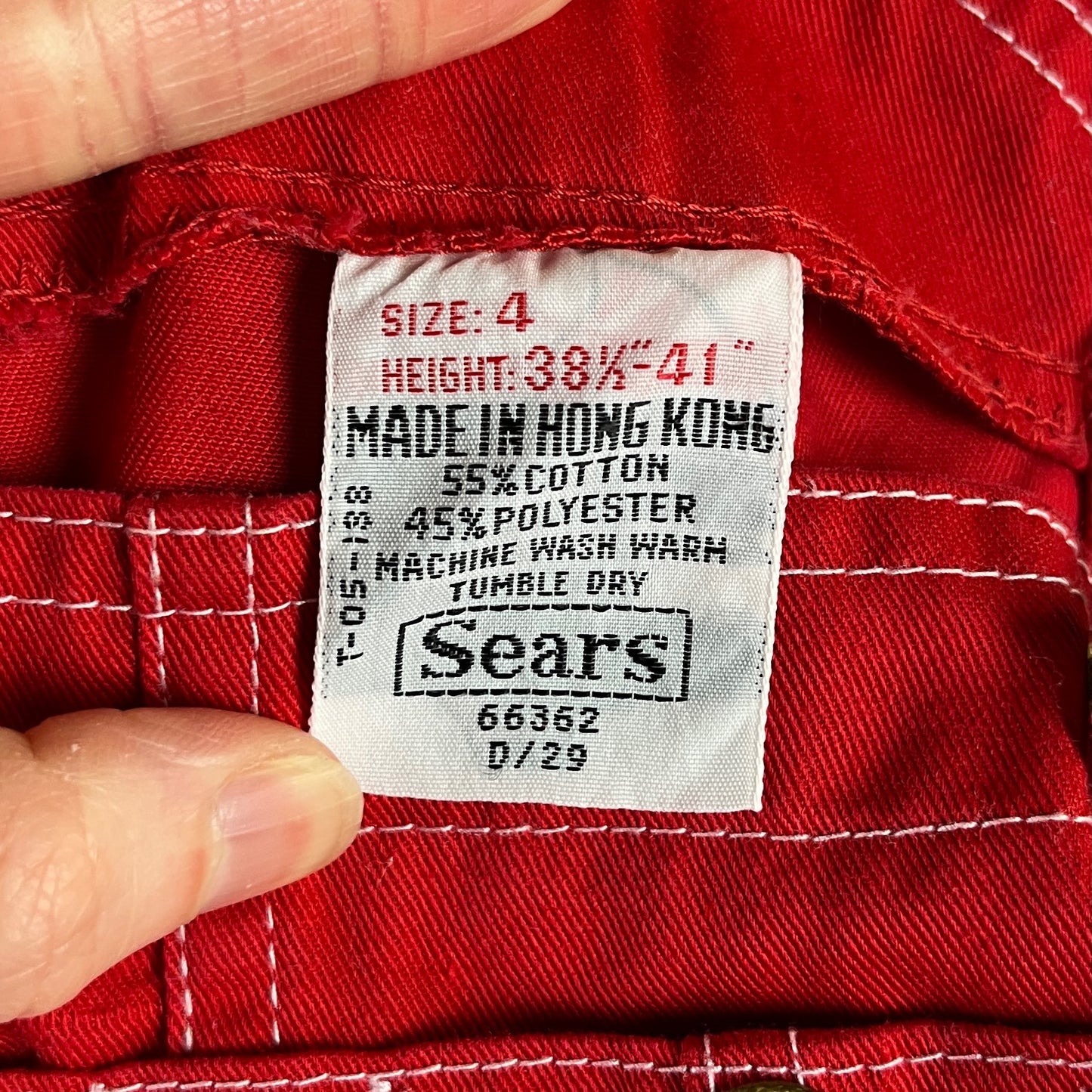 Vintage Toddler Kids 70s-80s Plain Red Sears Bib Overalls 3T