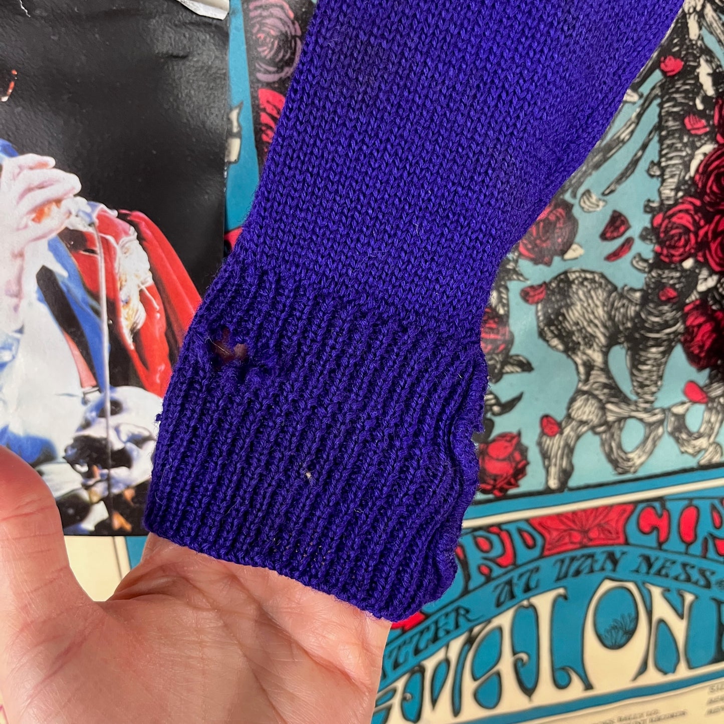 Vintage Boys Kids 70s Purple Skookum Letterman Cardigan Sweater 3T