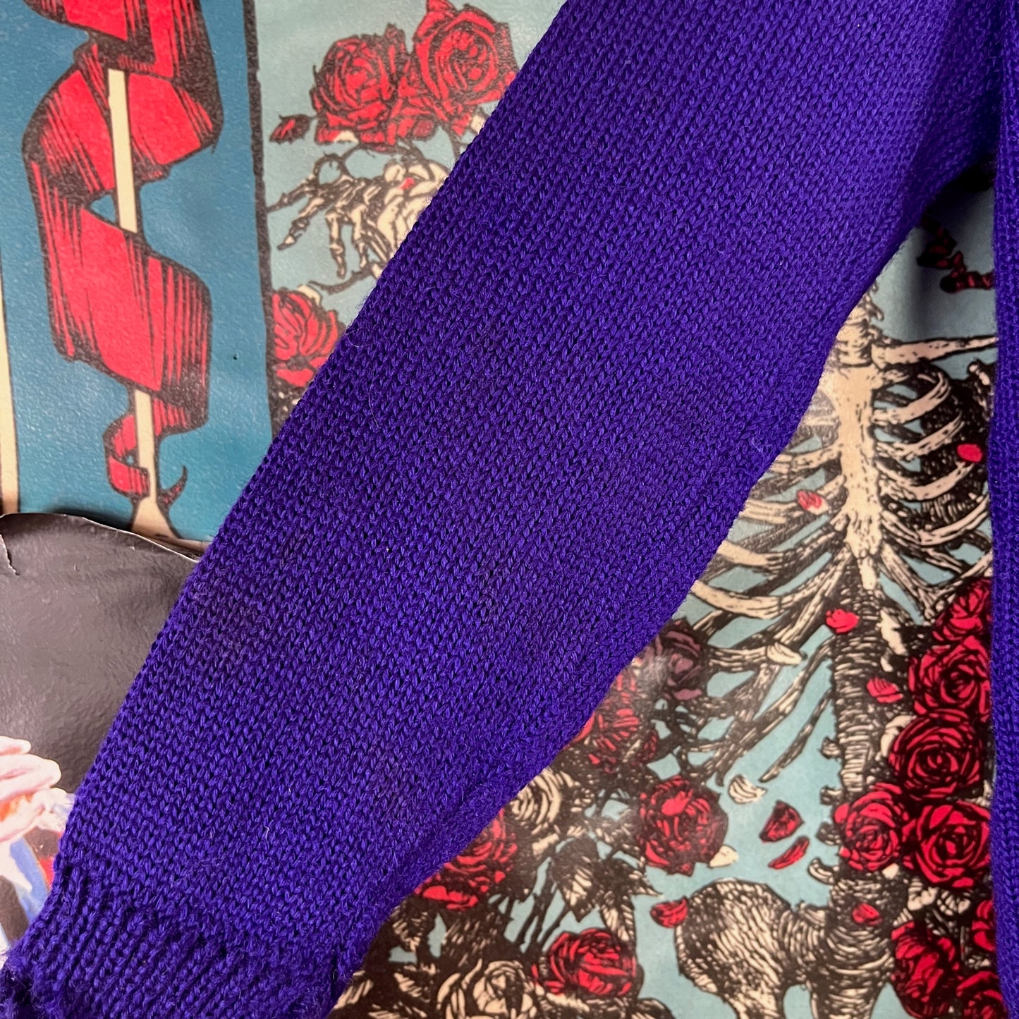 Vintage Boys Kids 70s Purple Skookum Letterman Cardigan Sweater 3T