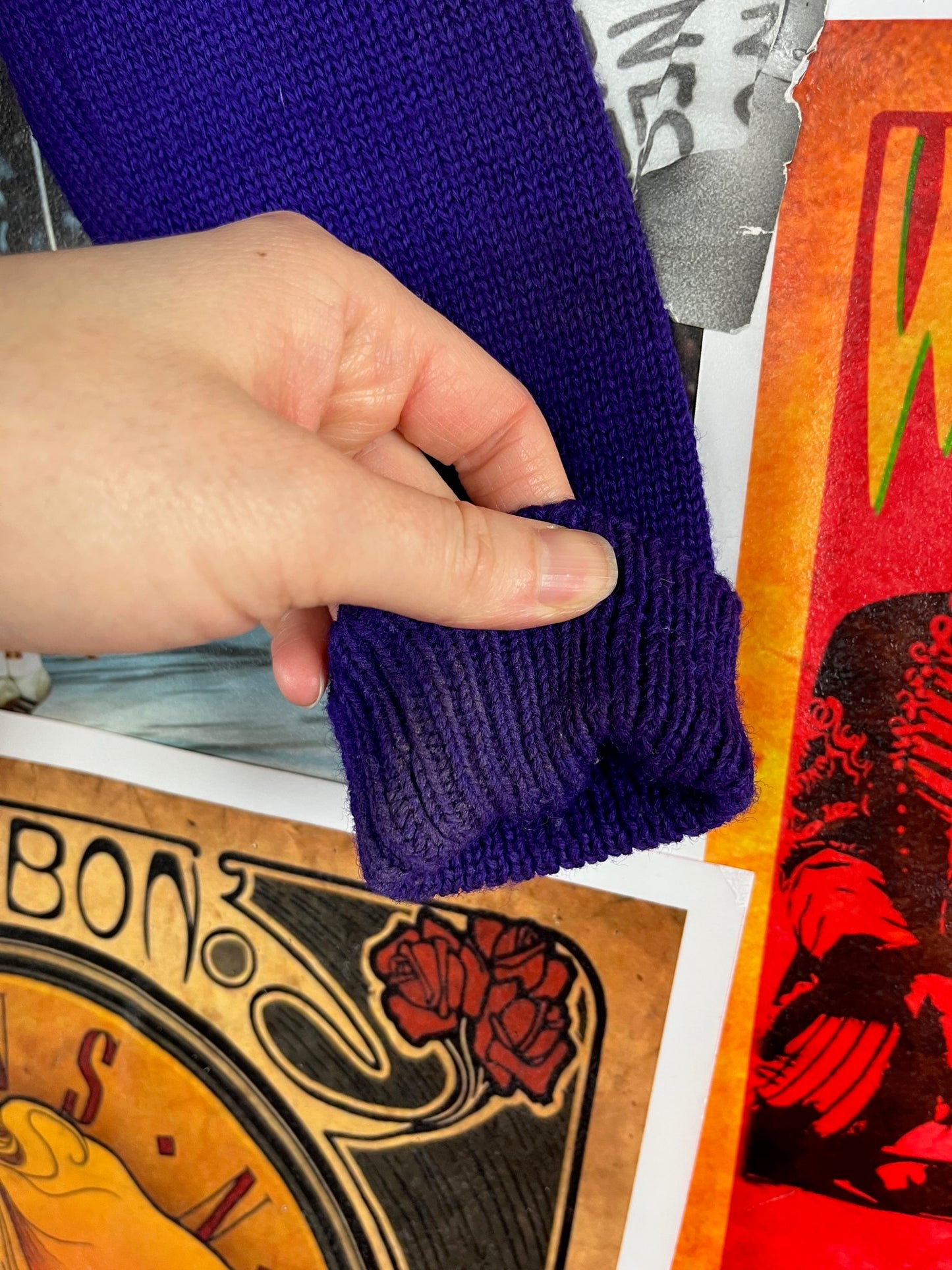 Vintage Boys Kids 70s Purple Skookum Letterman Cardigan Sweater 3T