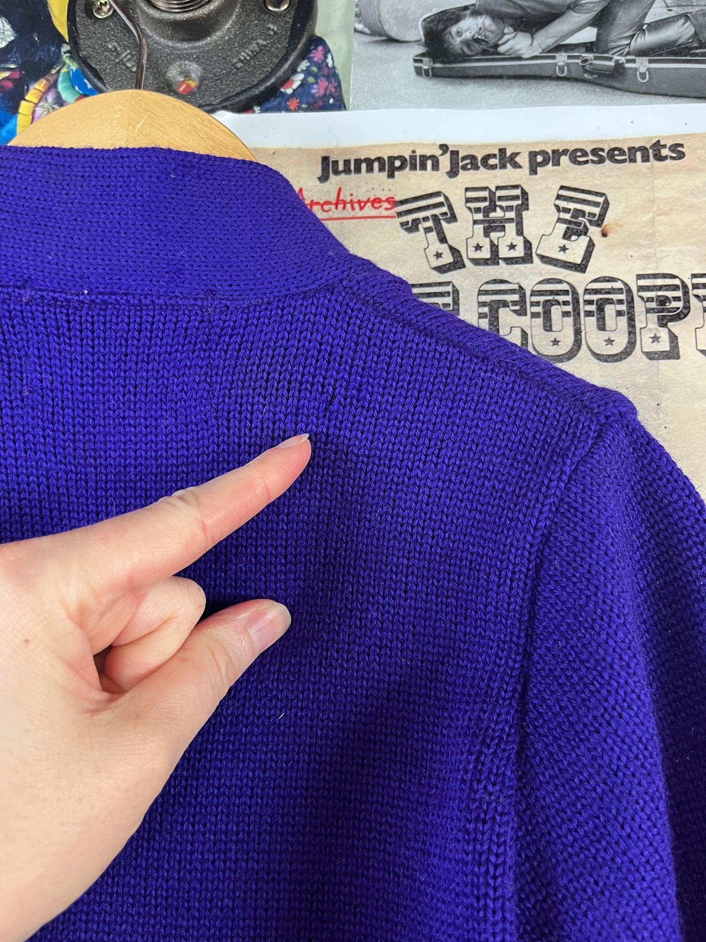 Vintage Boys Kids 70s Purple Skookum Letterman Cardigan Sweater 3T