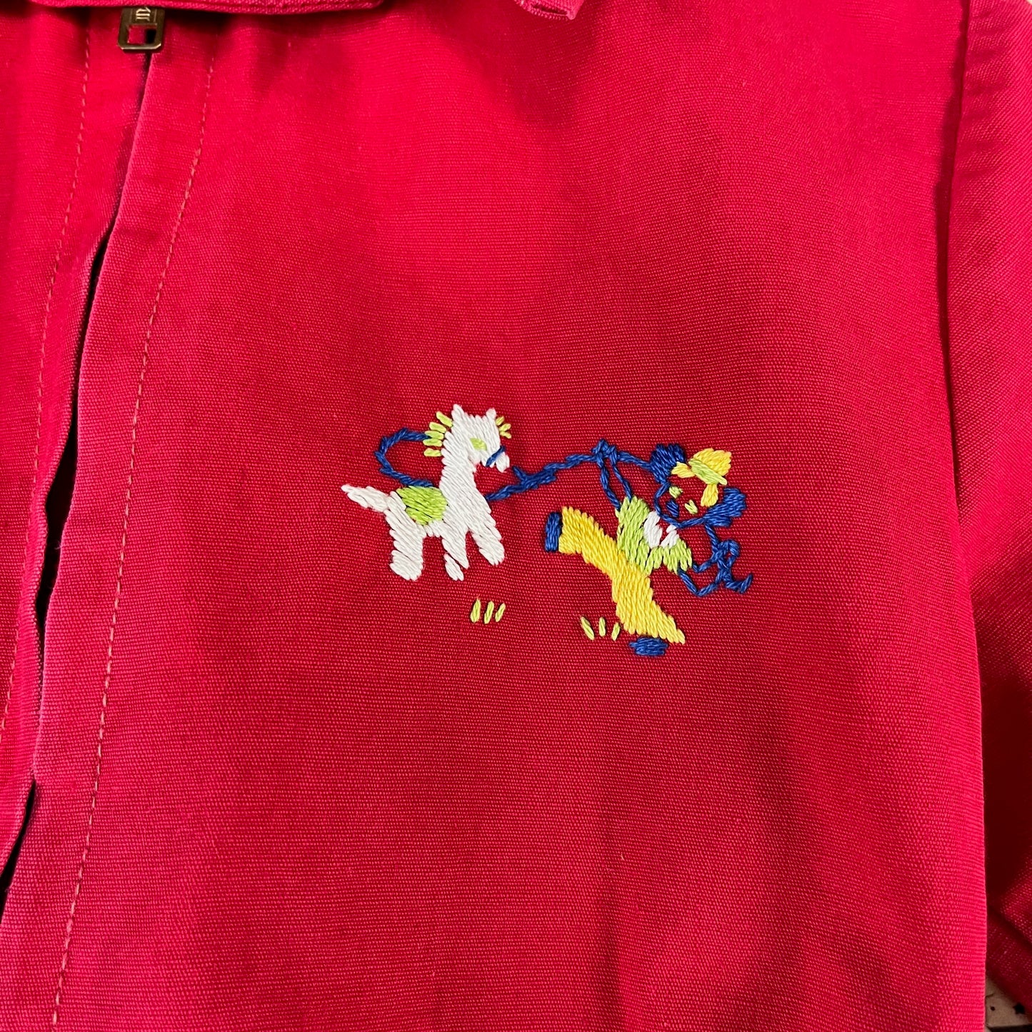 Vintage Baby Boy 50s Red Embroidered Western Jacket 9-12M
