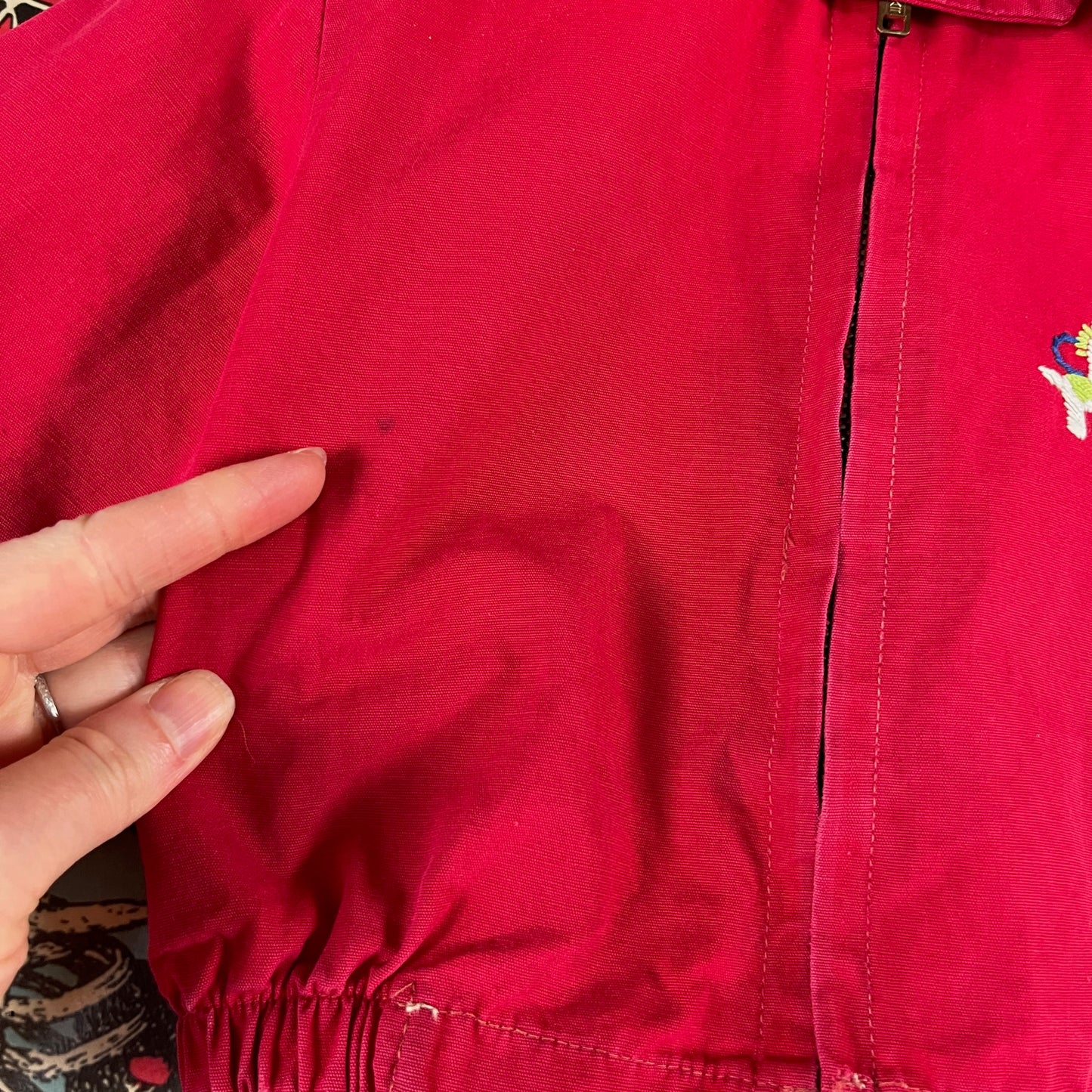Vintage Baby Boy 50s Red Embroidered Western Jacket 9-12M