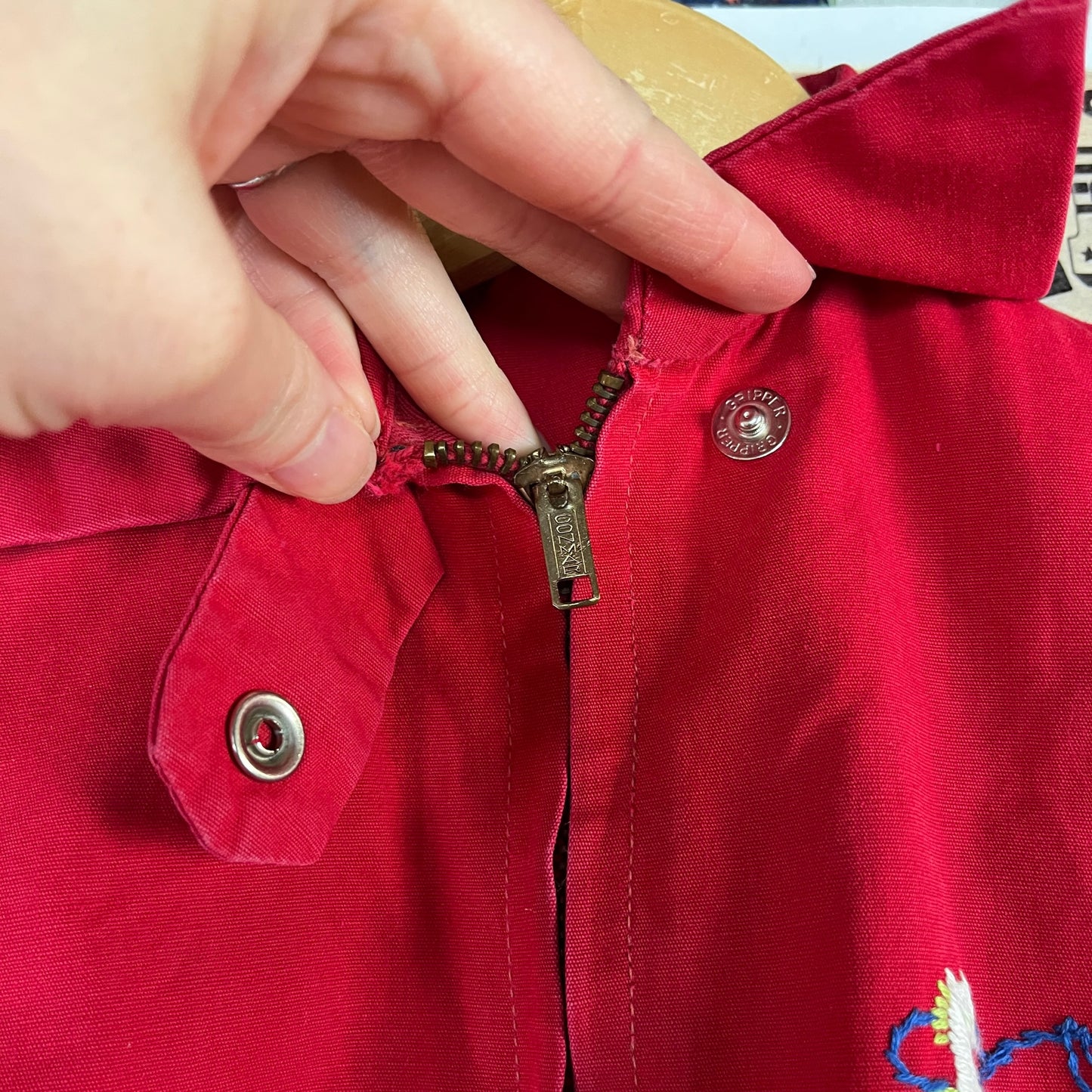 Vintage Baby Boy 50s Red Embroidered Western Jacket 9-12M