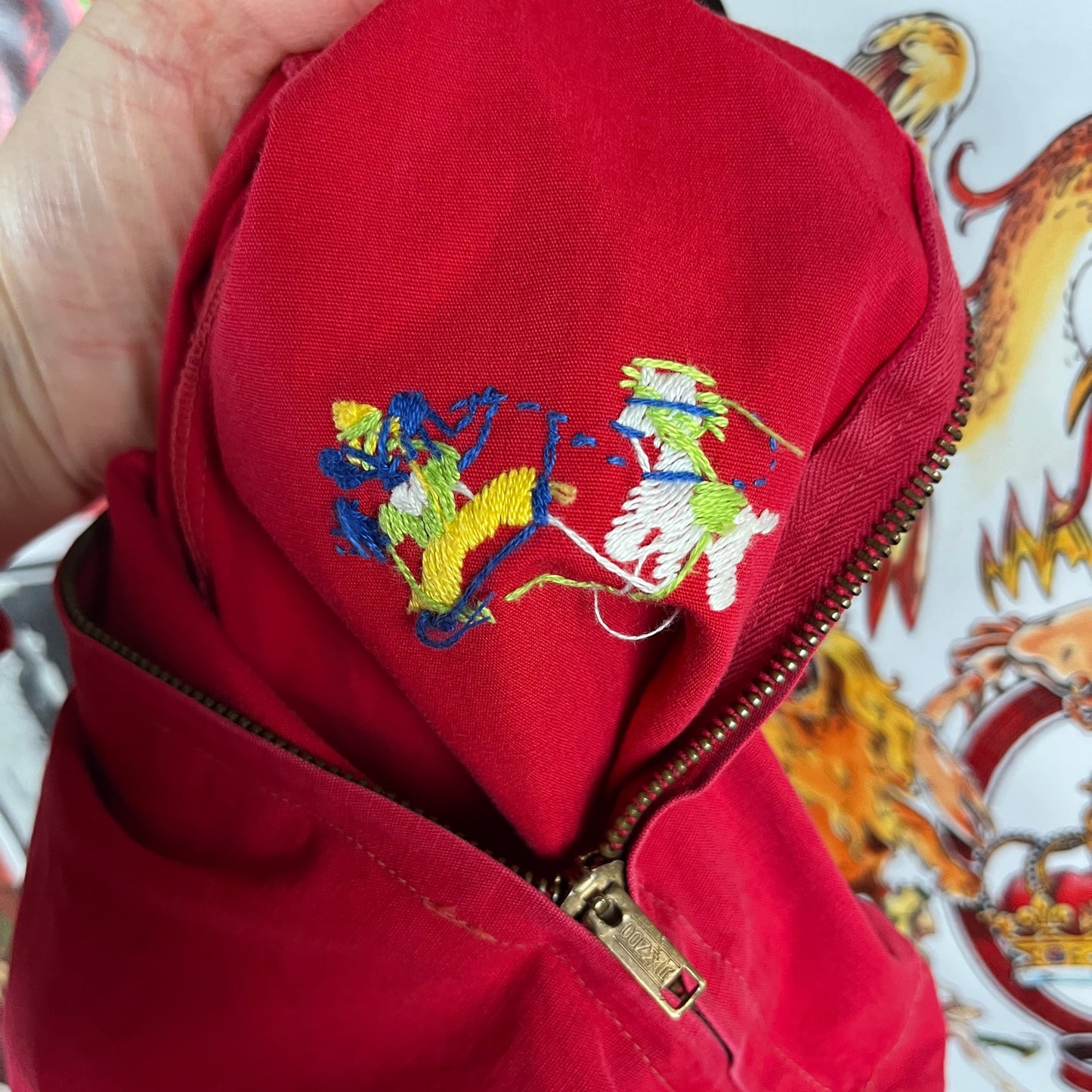 Vintage Baby Boy 50s Red Embroidered Western Jacket 9-12M