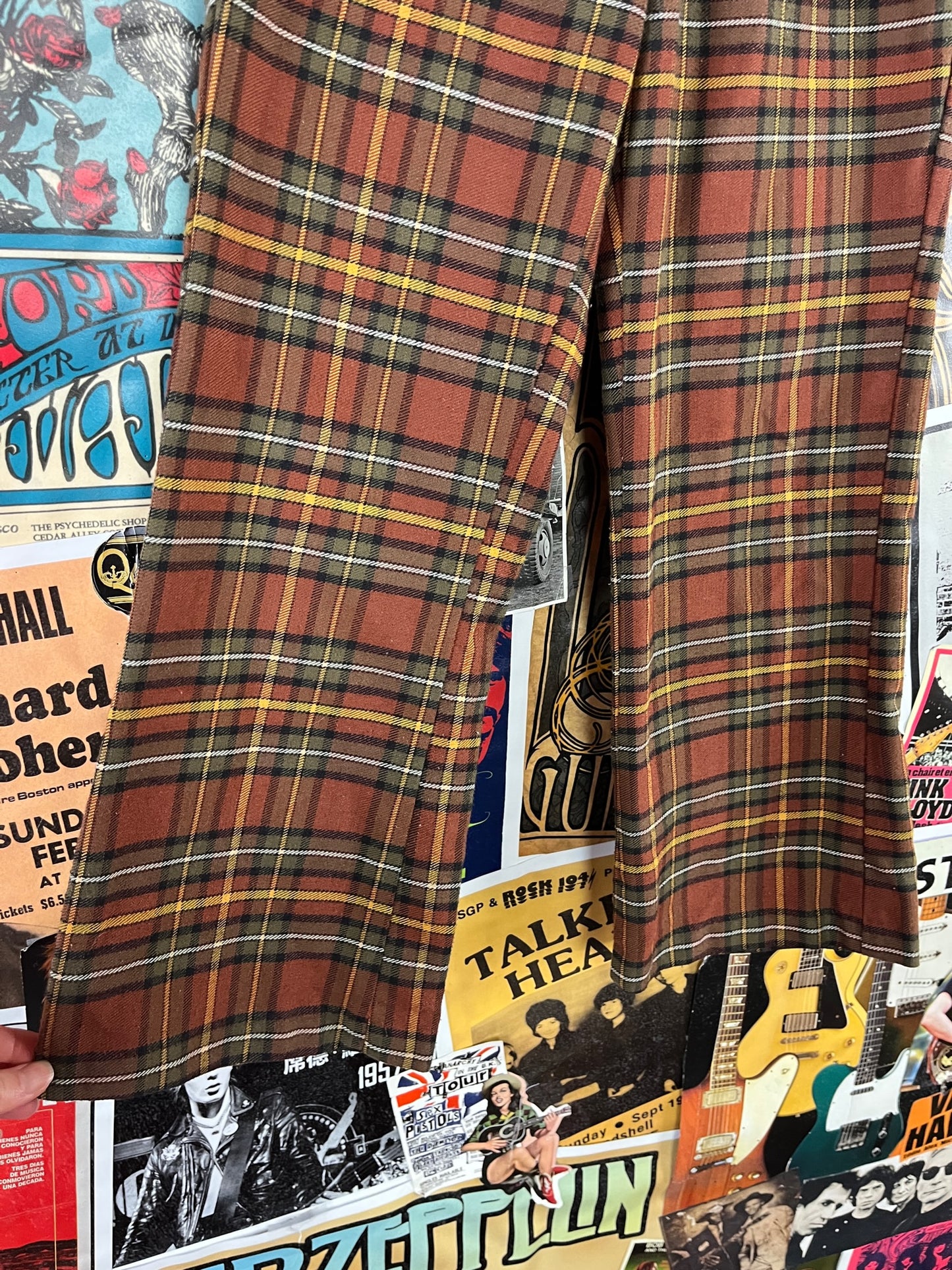 Vintage Boys 70s Brown Plaid Sears Trouser Pants Ages 6-7