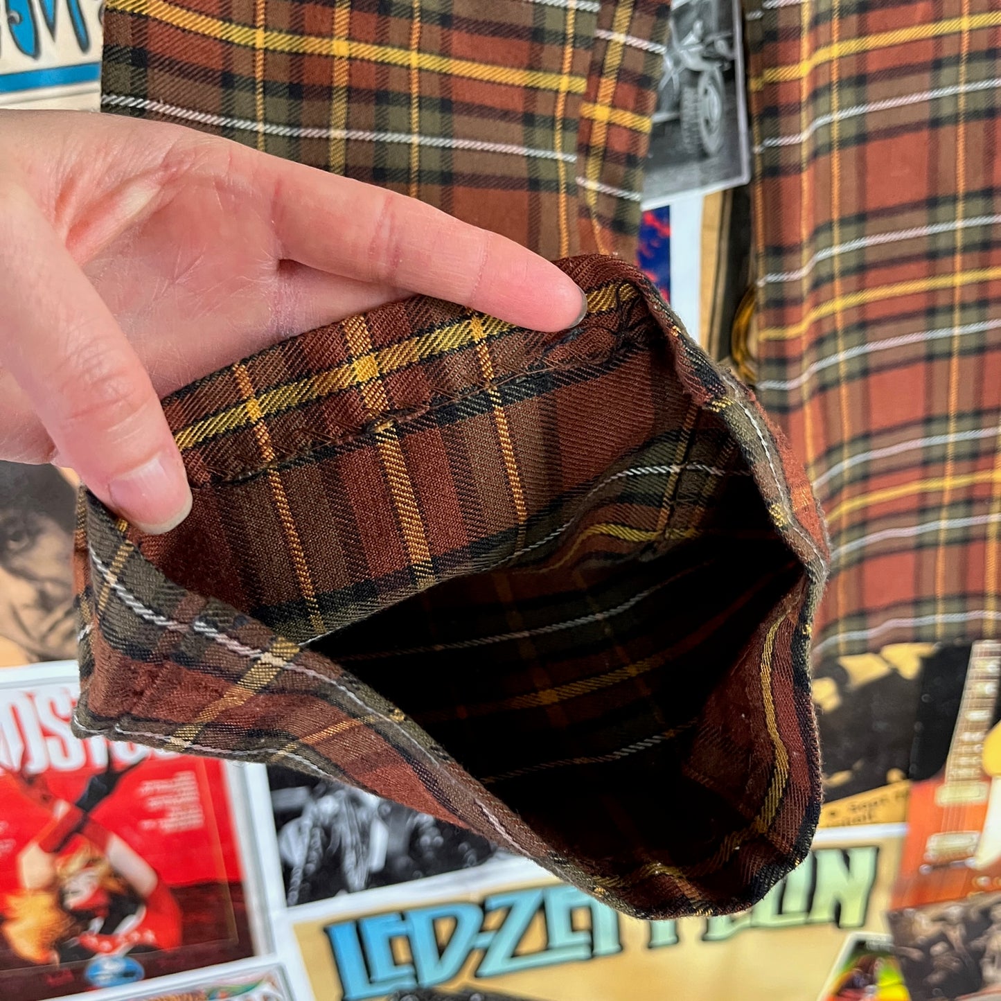 Vintage Boys 70s Brown Plaid Sears Trouser Pants Ages 6-7