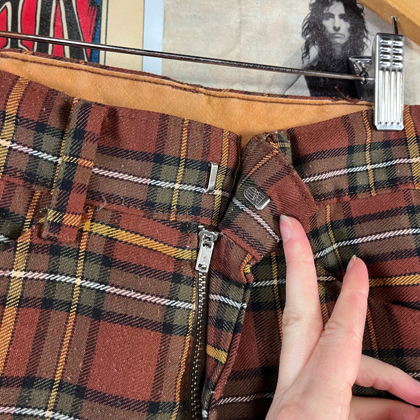 Vintage Boys 70s Brown Plaid Sears Trouser Pants Ages 6-7