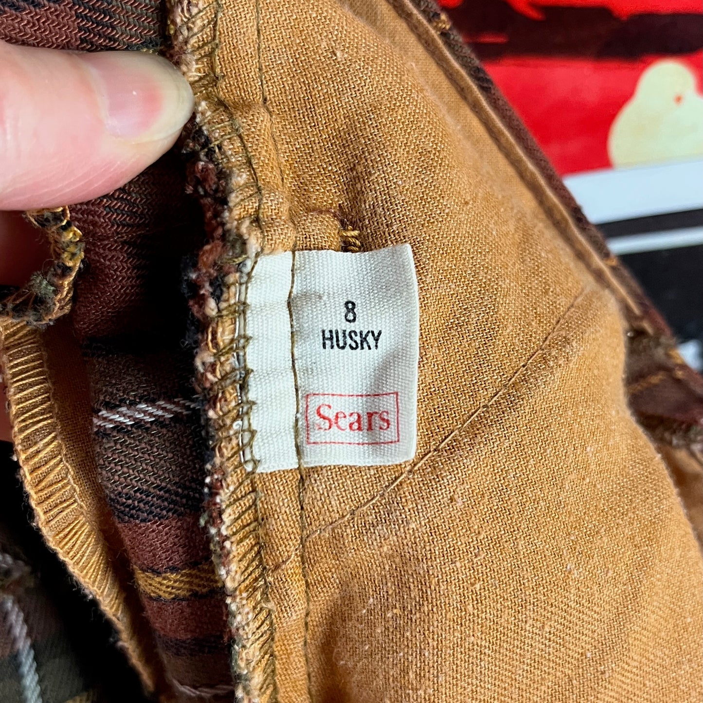 Vintage Boys 70s Brown Plaid Sears Trouser Pants Ages 6-7