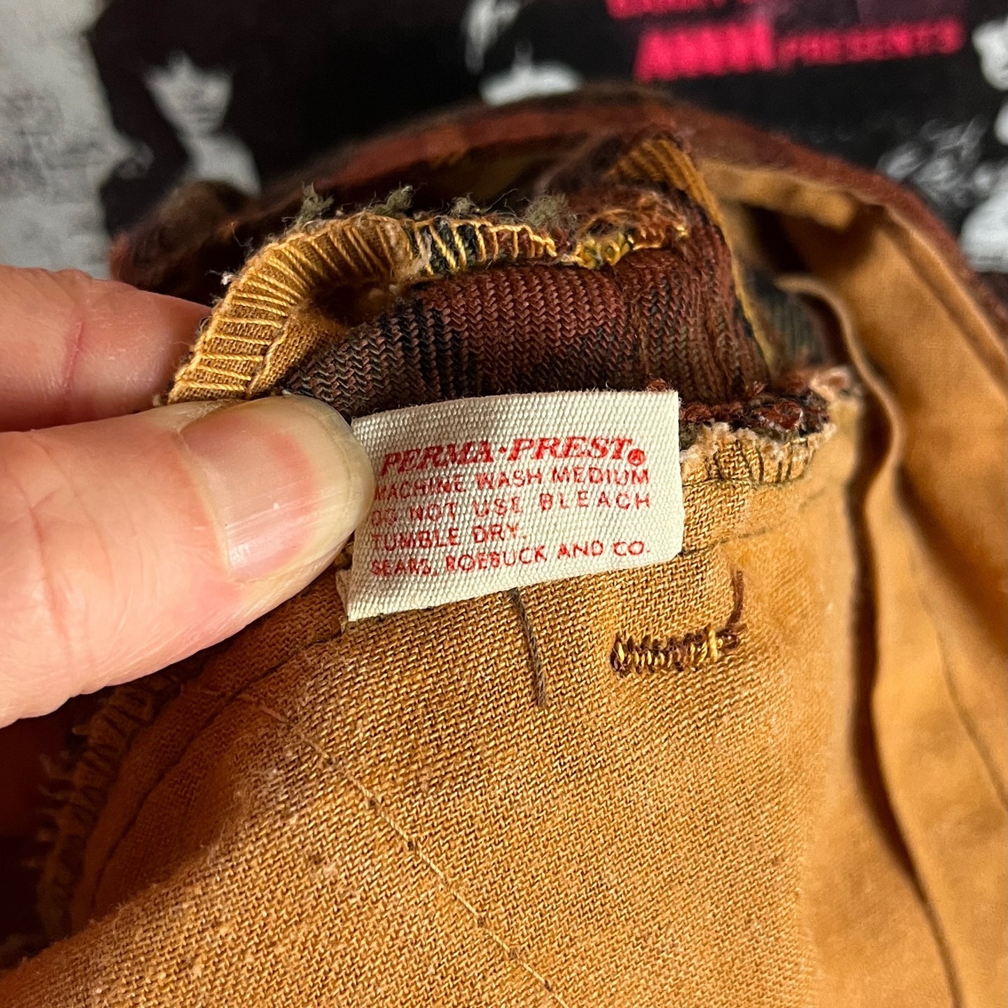 Vintage Boys 70s Brown Plaid Sears Trouser Pants Ages 6-7