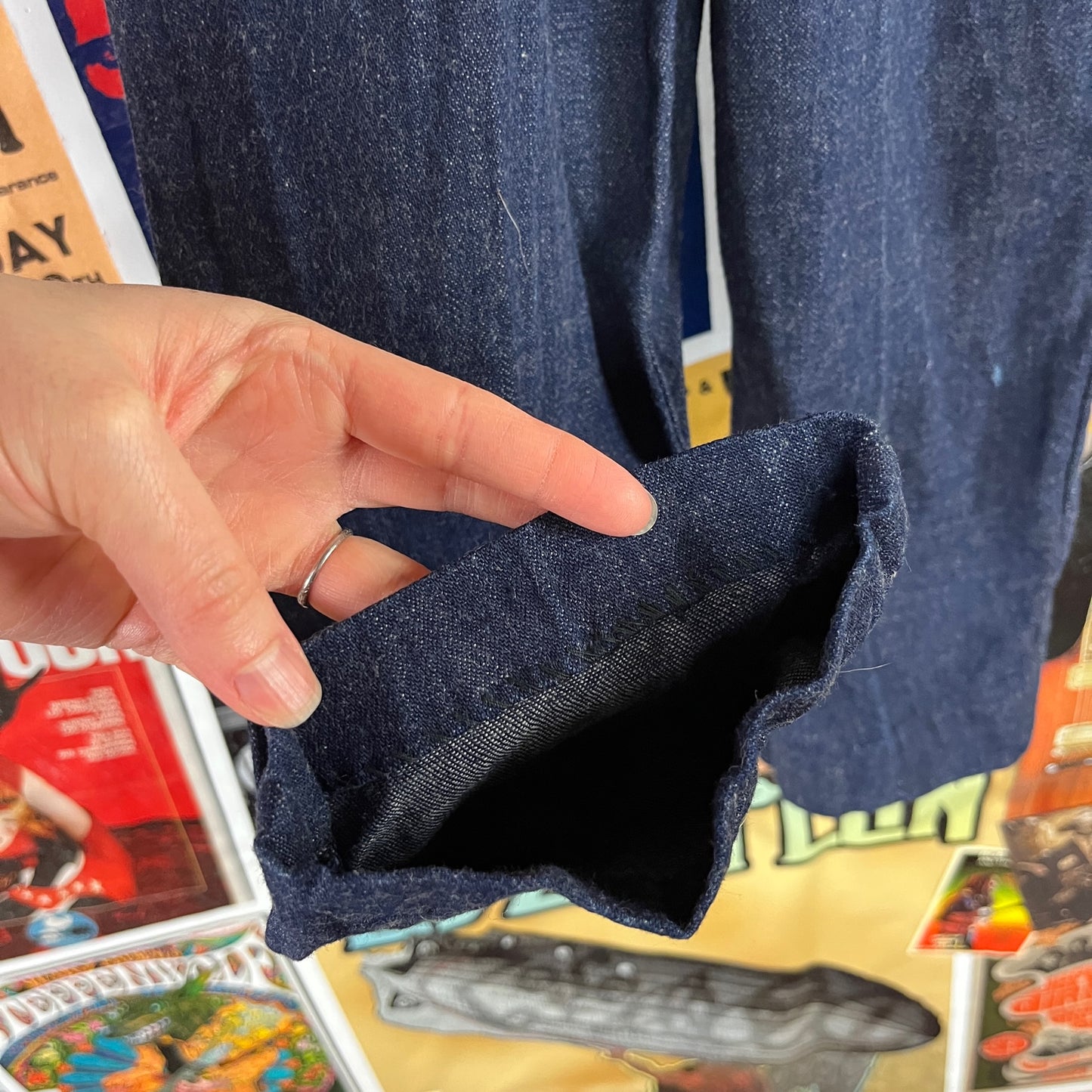 Vintage Toddler 40s-50s Dark Wash Pearl Snap Ranch Maid Westerner Suspender Denim Jeans Ages 4-5