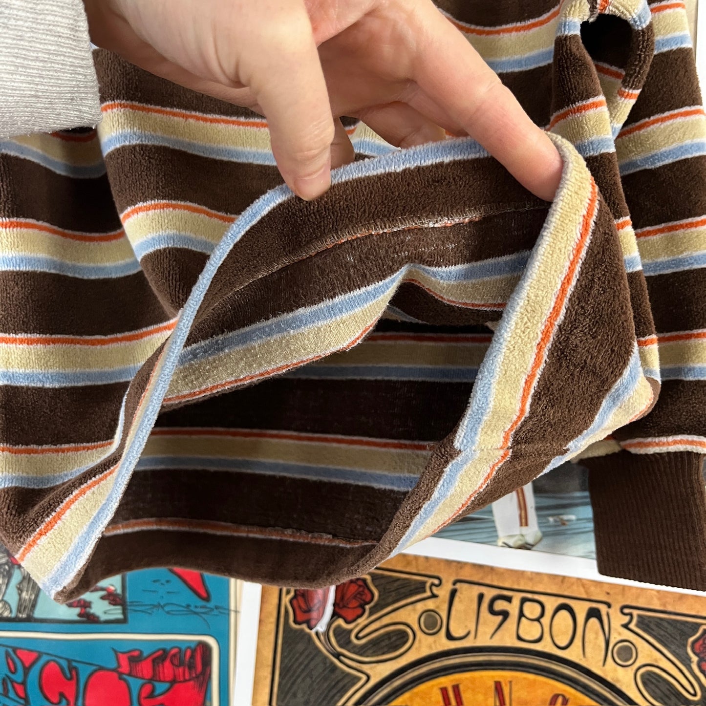 Vintage Boys 70s-80s Brown Stripe Health-tex Velour Turtleneck Top 4-5