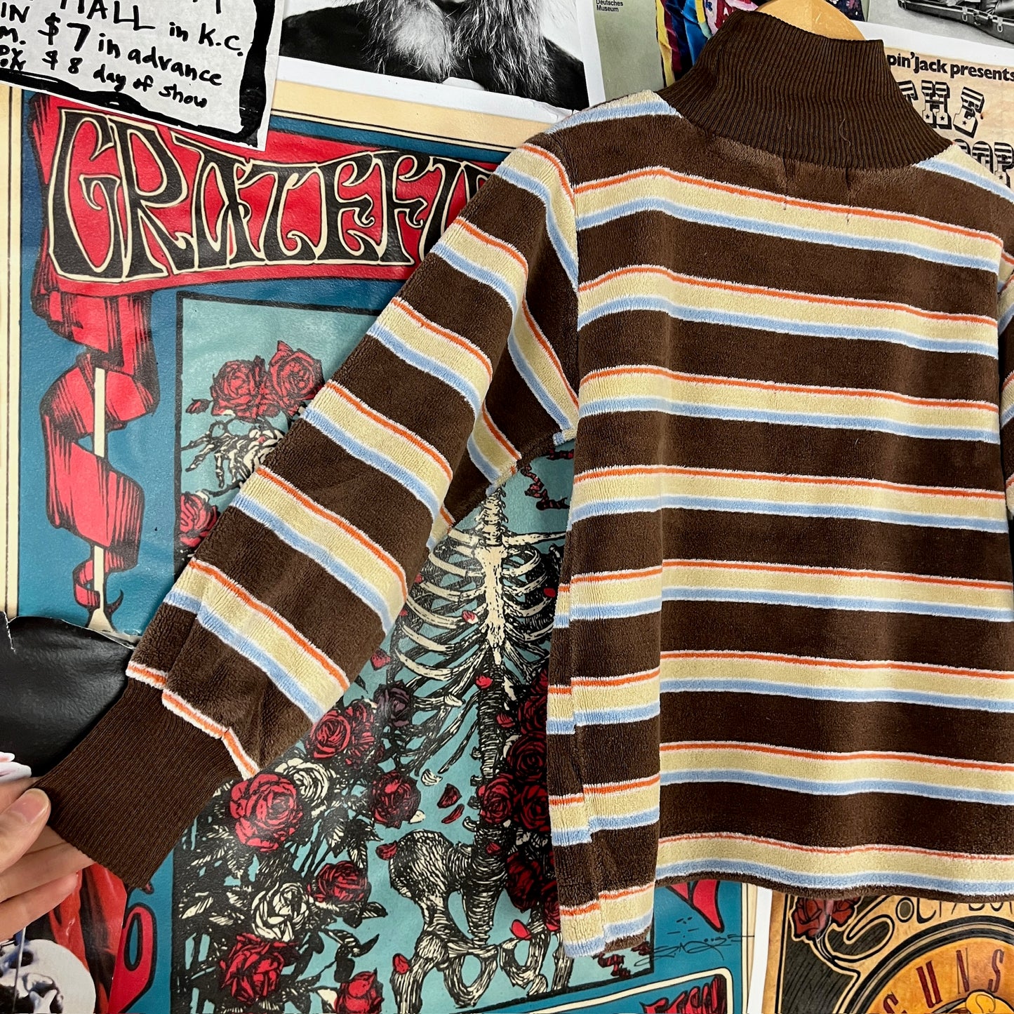Vintage Boys 70s-80s Brown Stripe Health-tex Velour Turtleneck Top 4-5