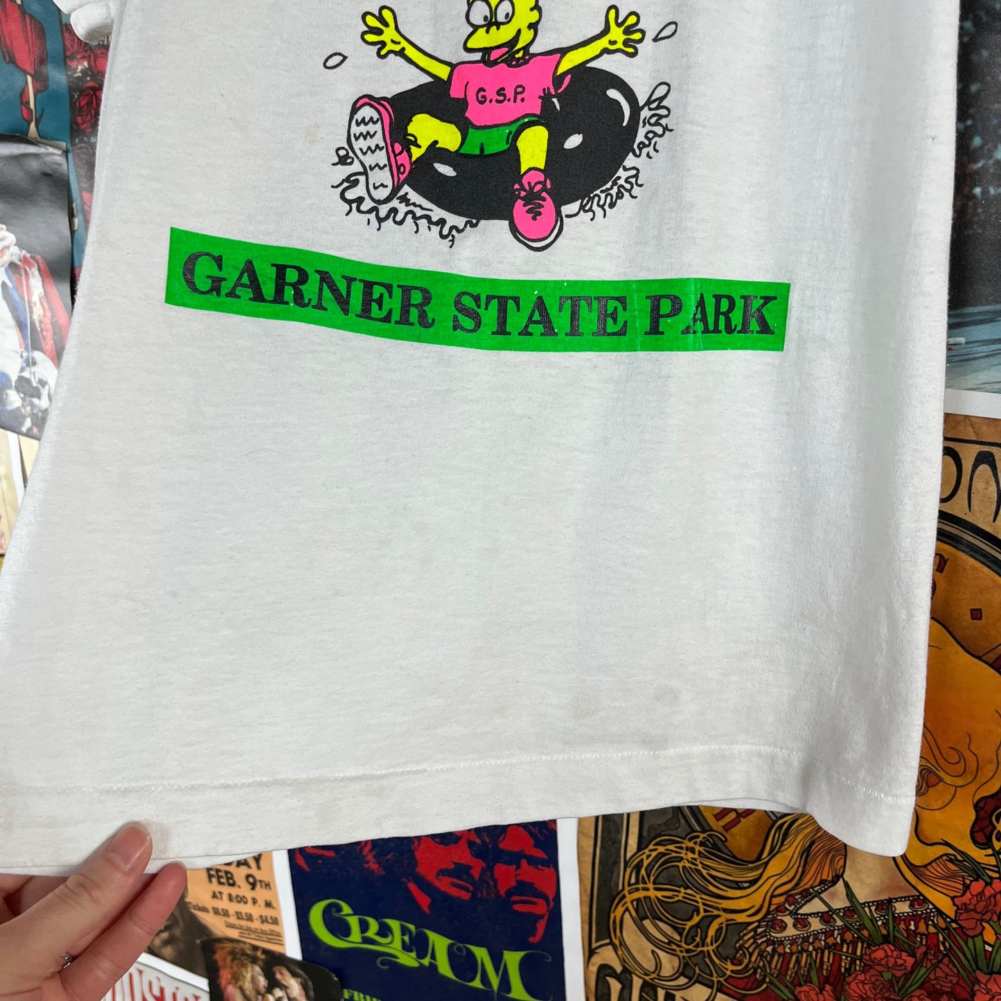Vintage Kids 90s Bart Simpson Bentubin' Cartoon Garner State Park Uvalde County Texas Screen Stars Graphic Souvenir T-Shirt Size 12 Age 9-10