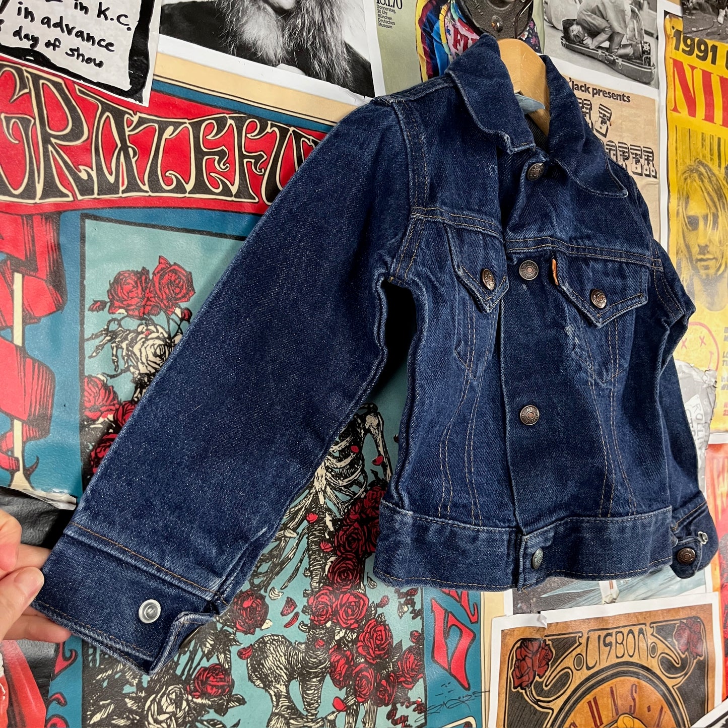Vintage Toddler 90s Dark Wash Levi's Orange Tab Denim Trucker Jacket 3T