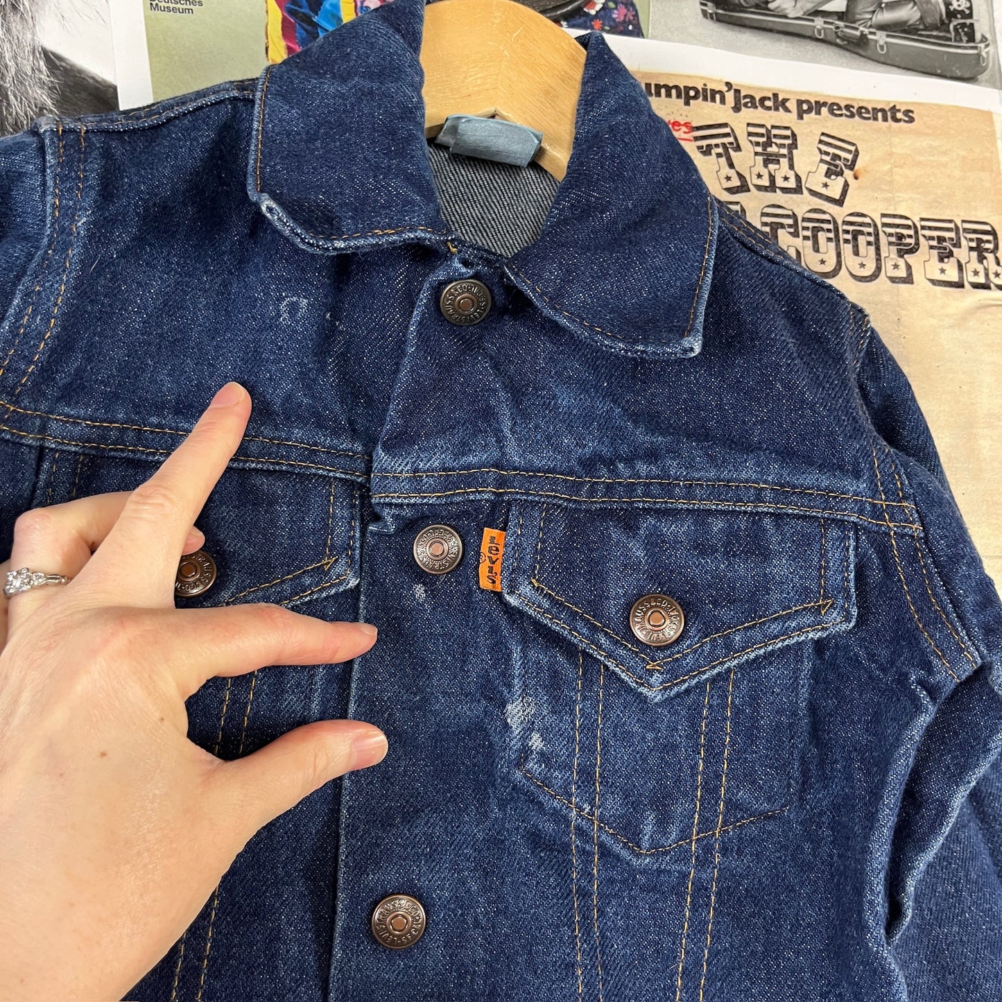 Vintage Toddler 90s Dark Wash Levi's Orange Tab Denim Trucker Jacket 3T