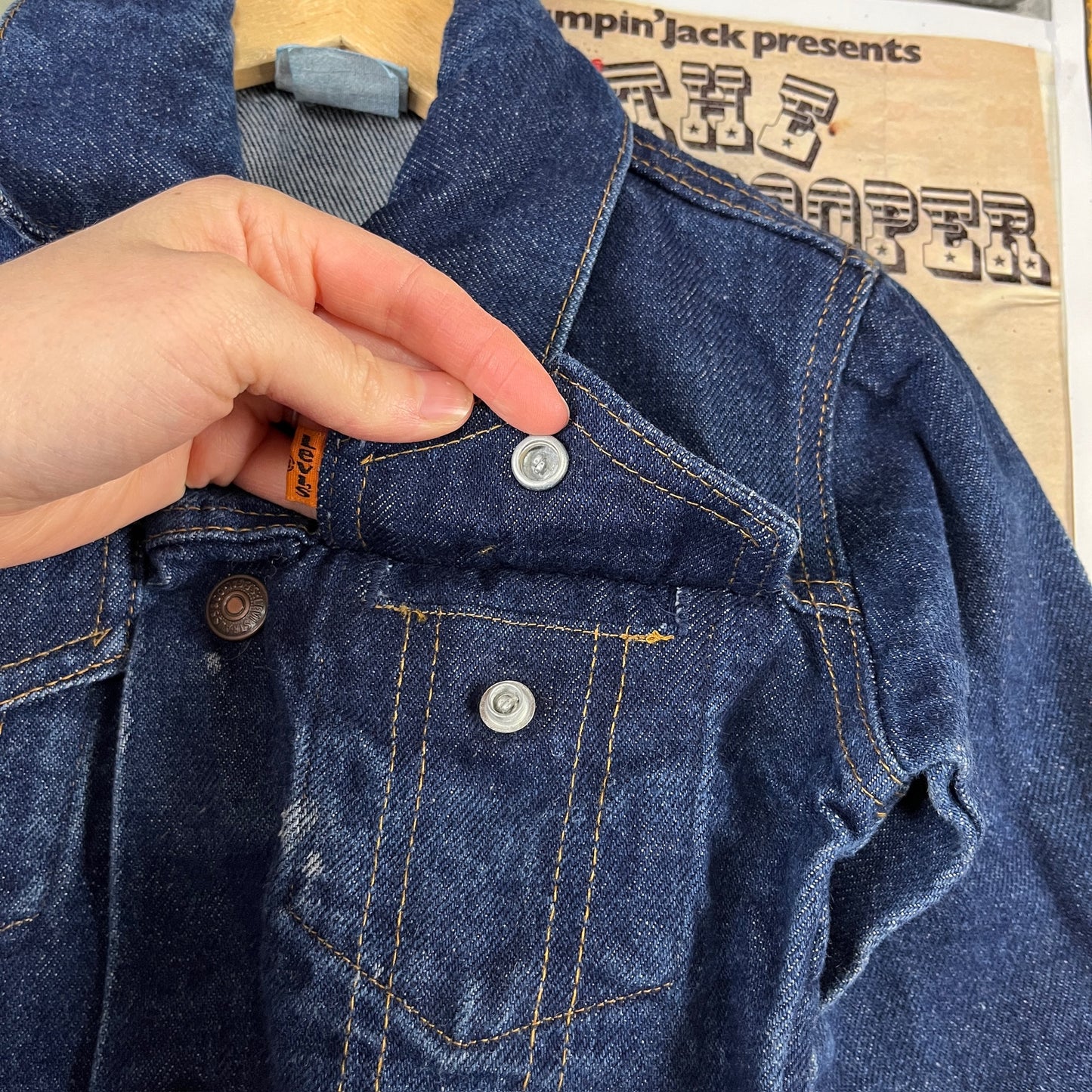 Vintage Toddler 90s Dark Wash Levi's Orange Tab Denim Trucker Jacket 3T