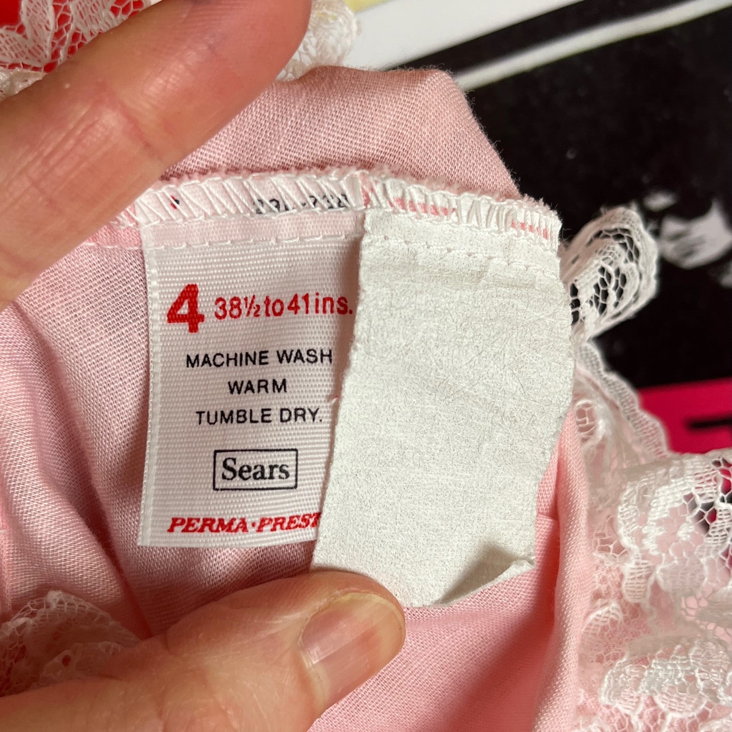 Vintage Toddler Girls Kids 70s Pink Smocked Lace Trim Collared Short Puff Sleeve Sears Dress Size 4T Age 3-4