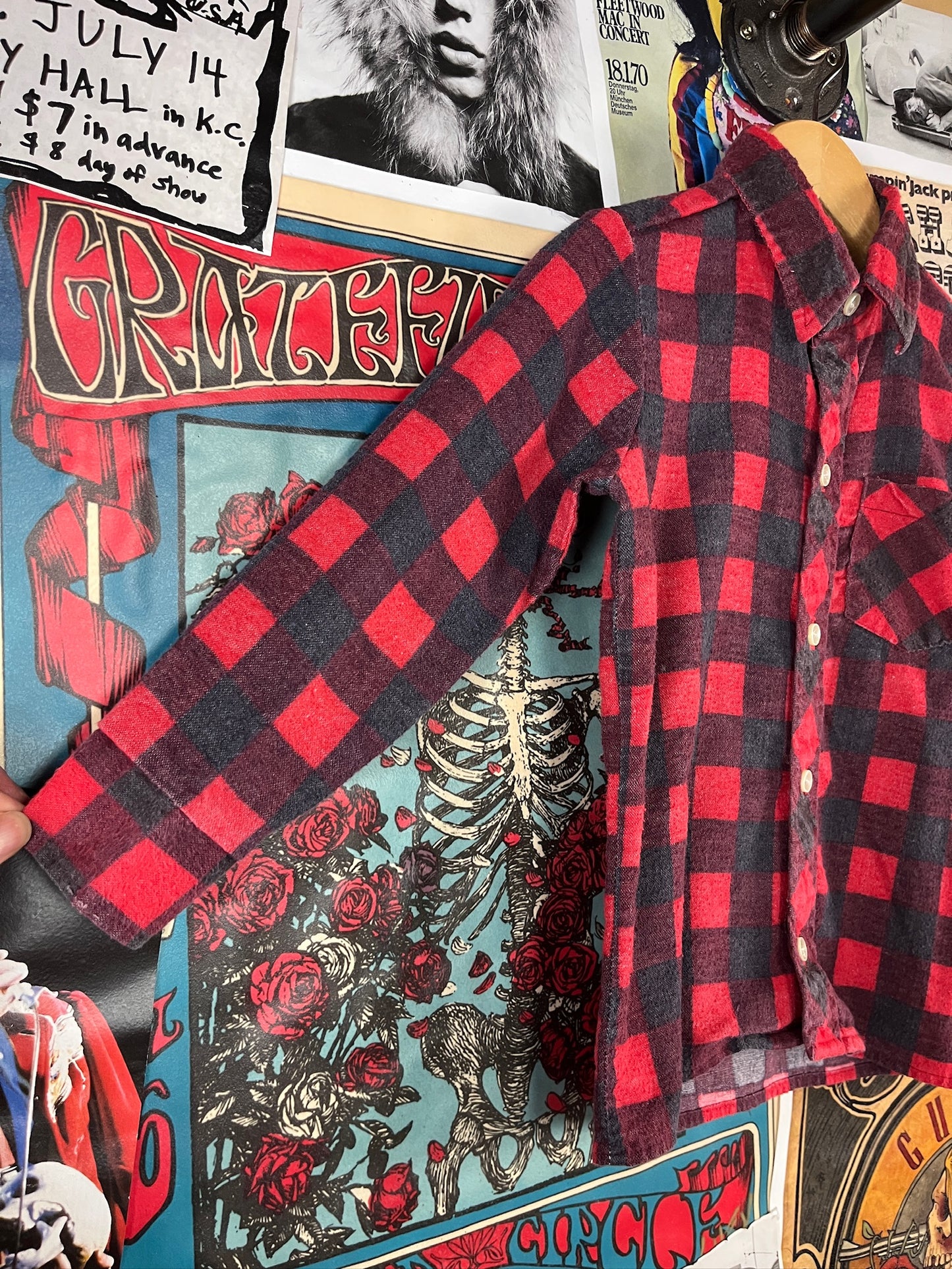 Vintage Toddler Boys 80s Red Buffalo Plaid Flannel Shirt 4T