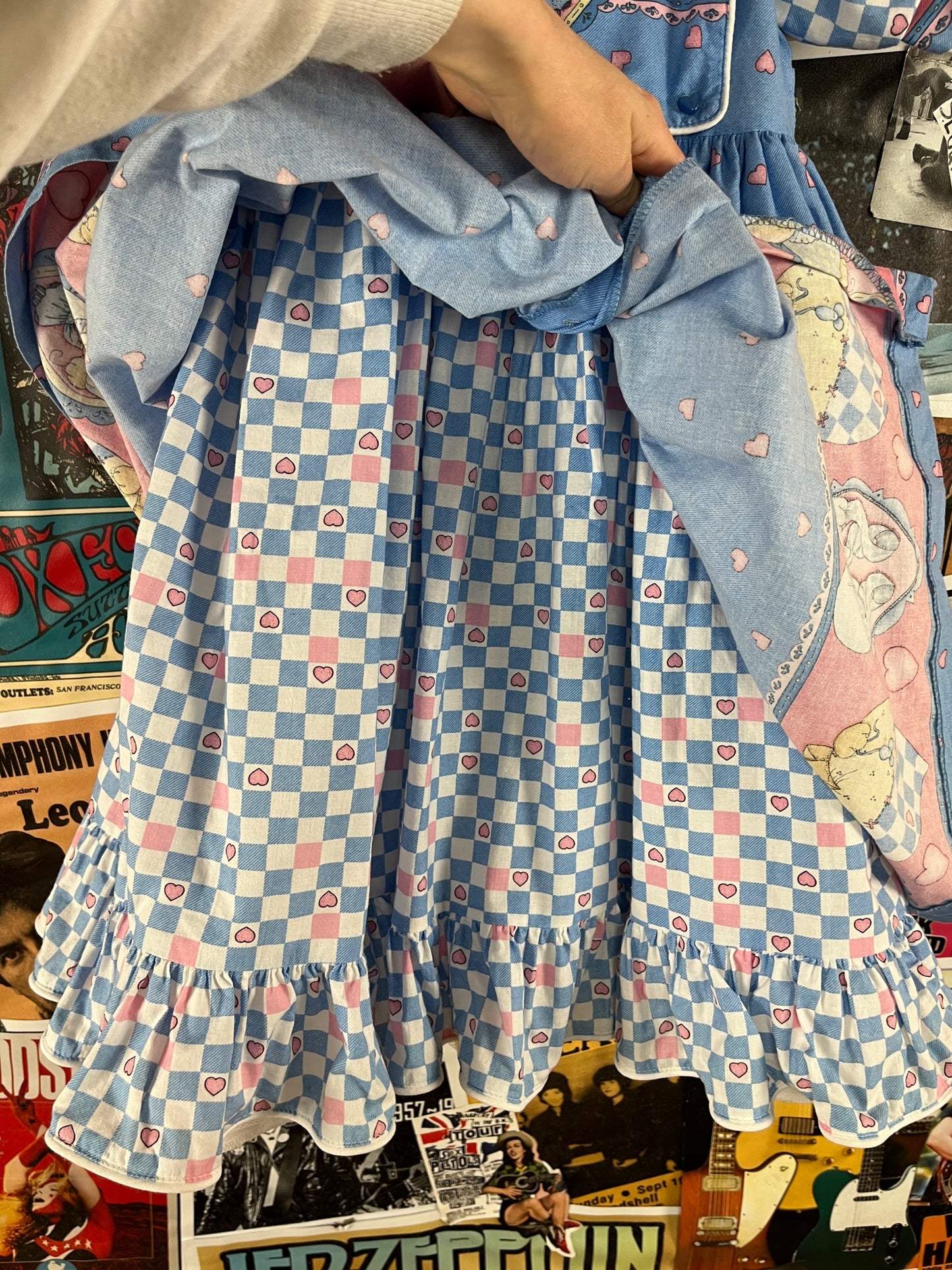 Vintage Toddler Girls Kids 90s Daisy Kingdom Bunny Bears Cats Love Hearts Puff Sleeve Dress 4T