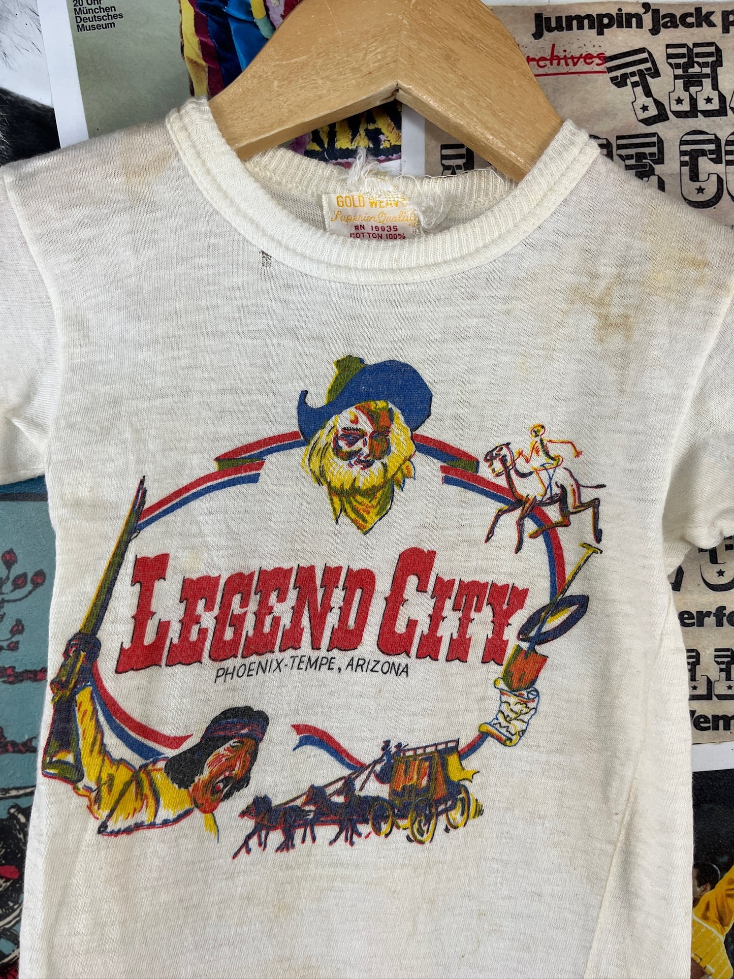 Vintage Toddler Kids 60s Legend City Arizona All Cotton Souvenir Graphic T-Shirt 12-18 Months