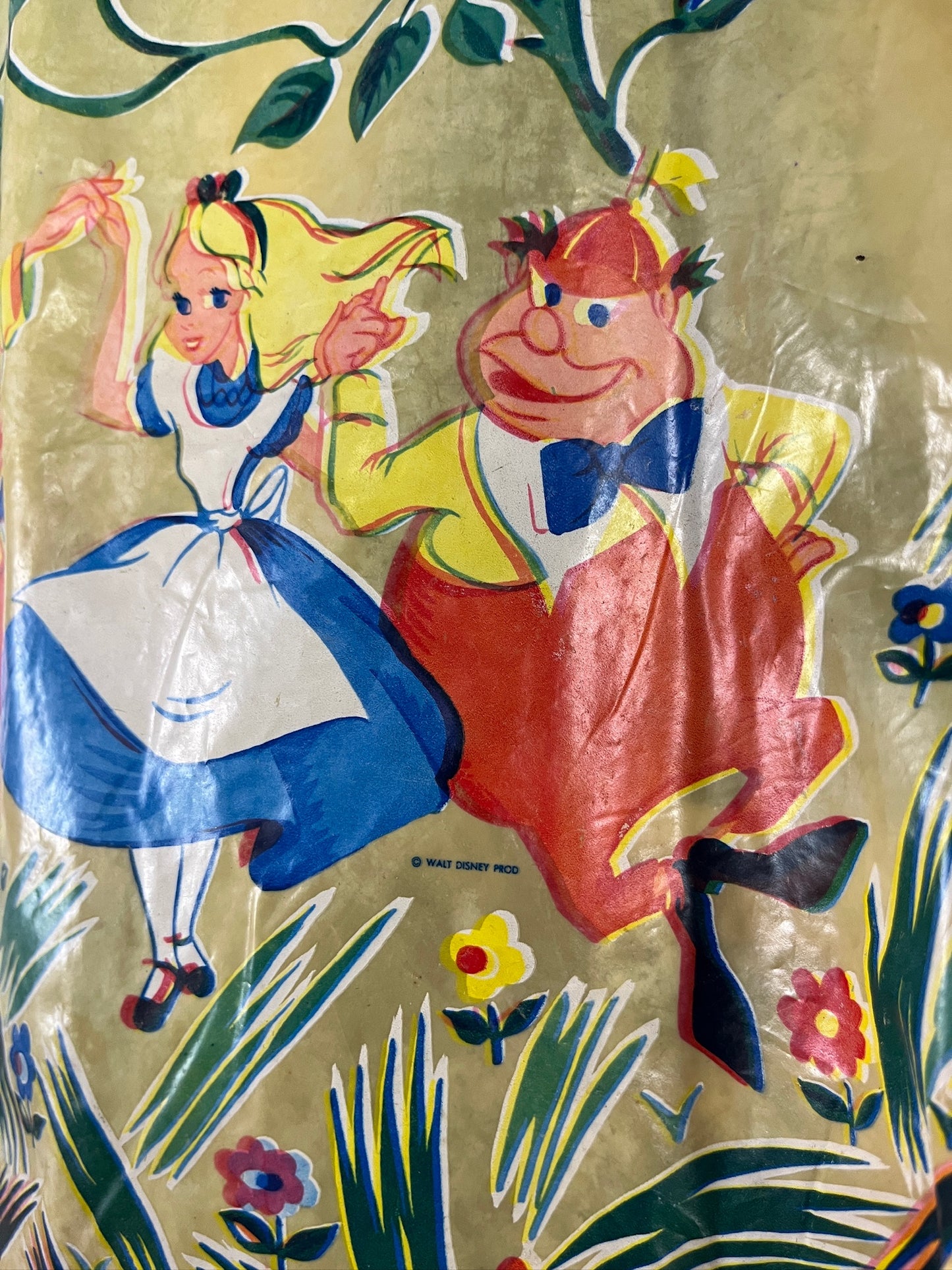 Vintage Toddler Girls Kids 50s Walt Disney Alice in Wonderland Vinyl Apron 4T