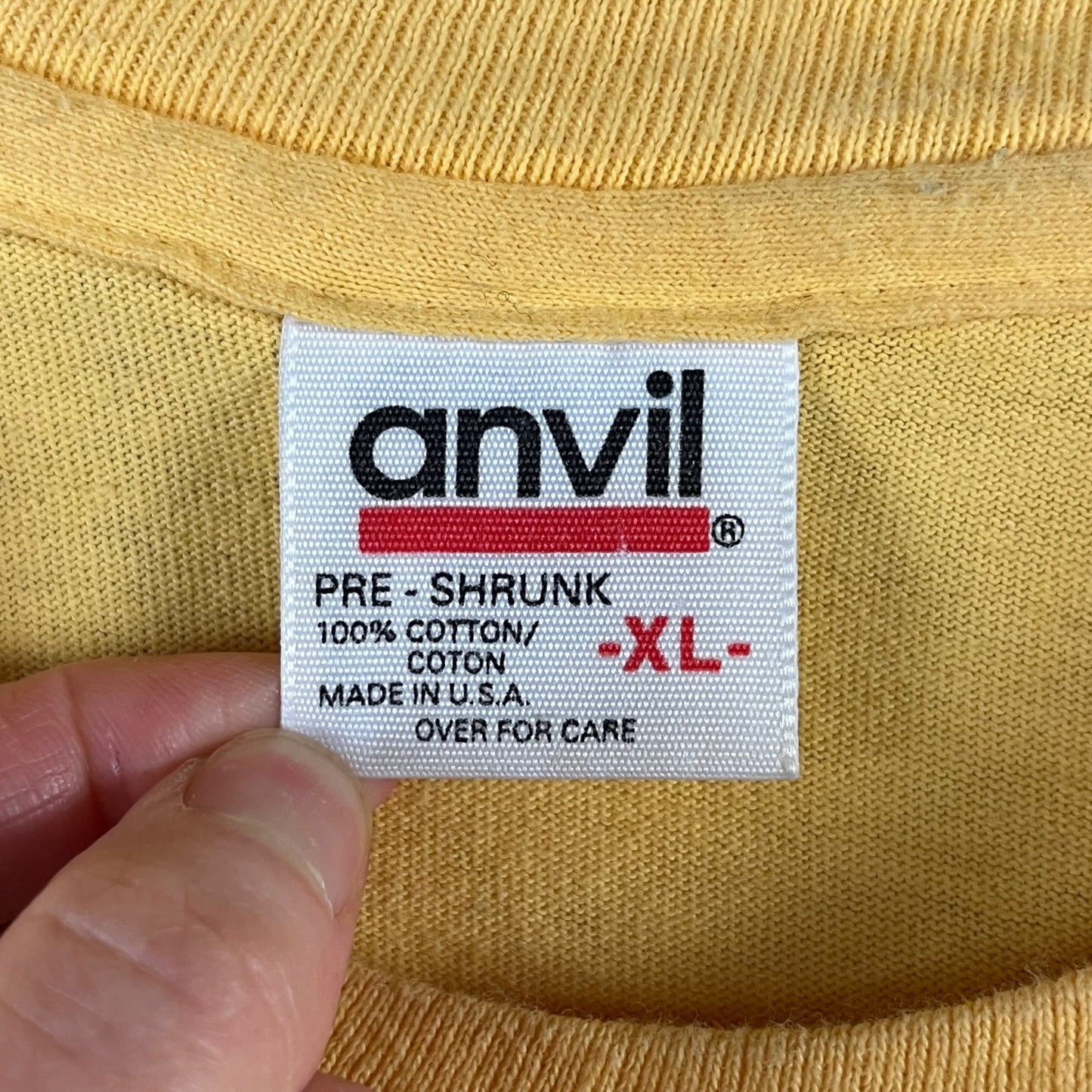 Vintage 90s Yellow Piccadilly Faire Jester Clown Anvil All Cotton Single Stitch USA Graphic Souvenir T-Shirt Mens XL