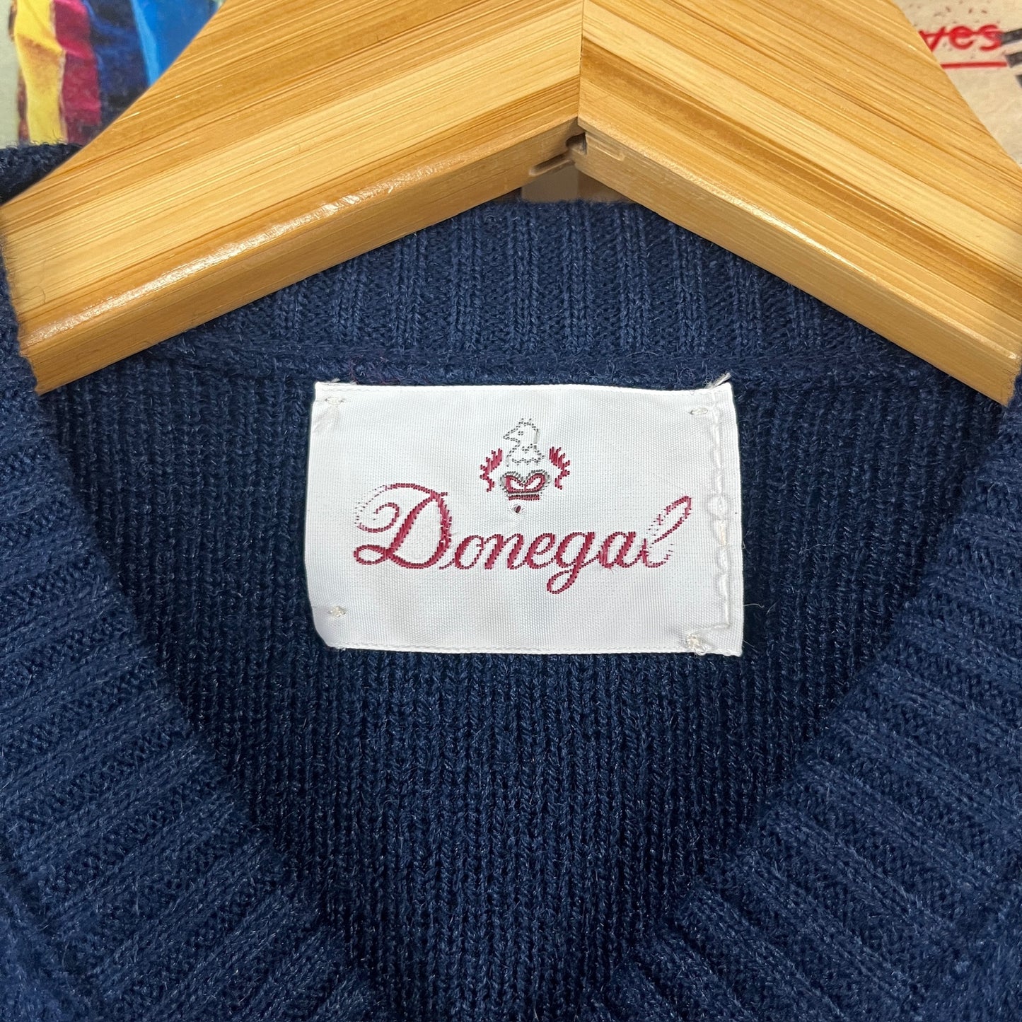 Vintage Kids 70s Navy Argyle Print Donegal Jumper Sweater Ages 8-9