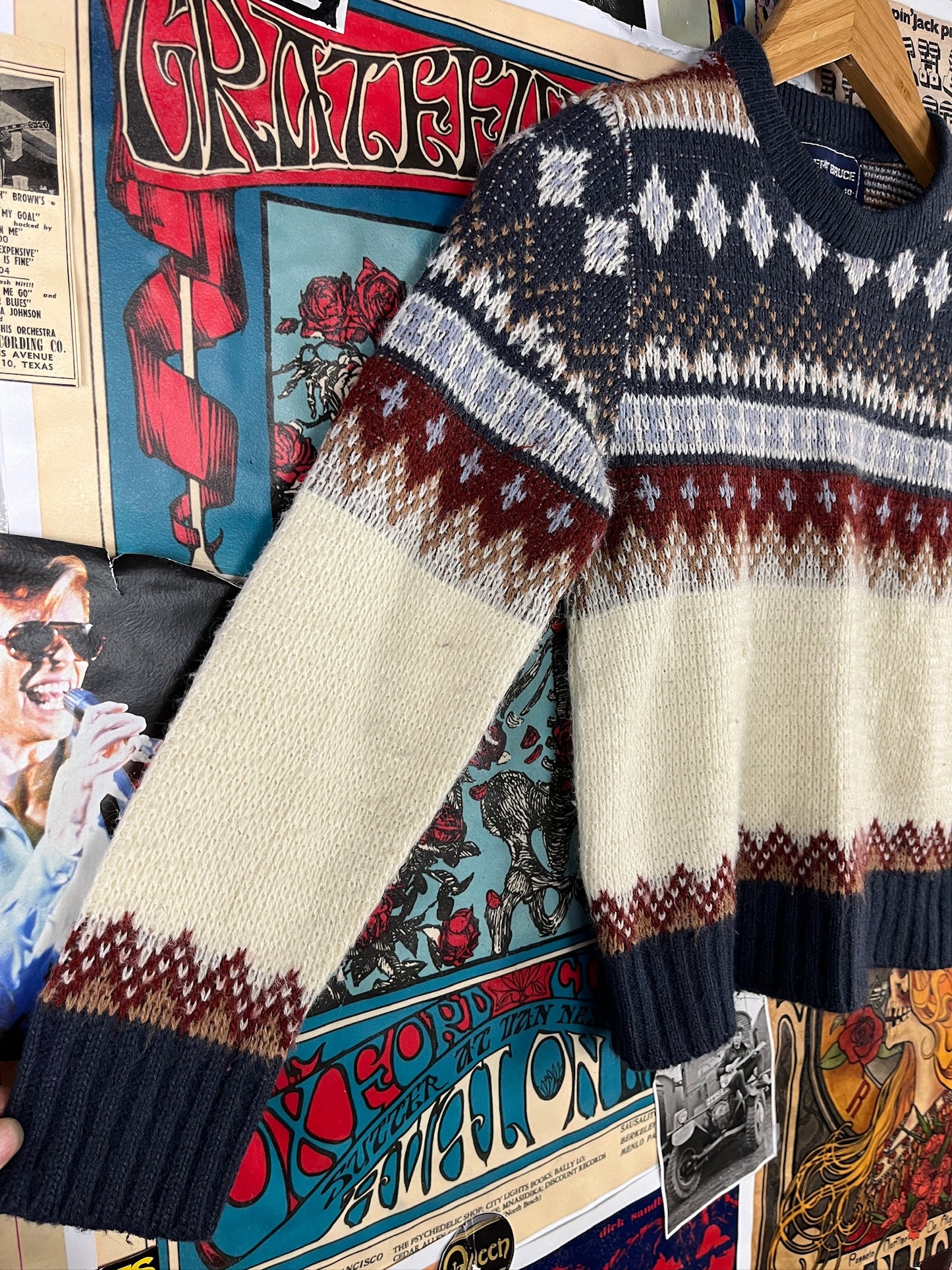 Vintage Kids 80s Fair Isle Style Robert Bruce Jumper Sweater Size 8 Ages 7-8