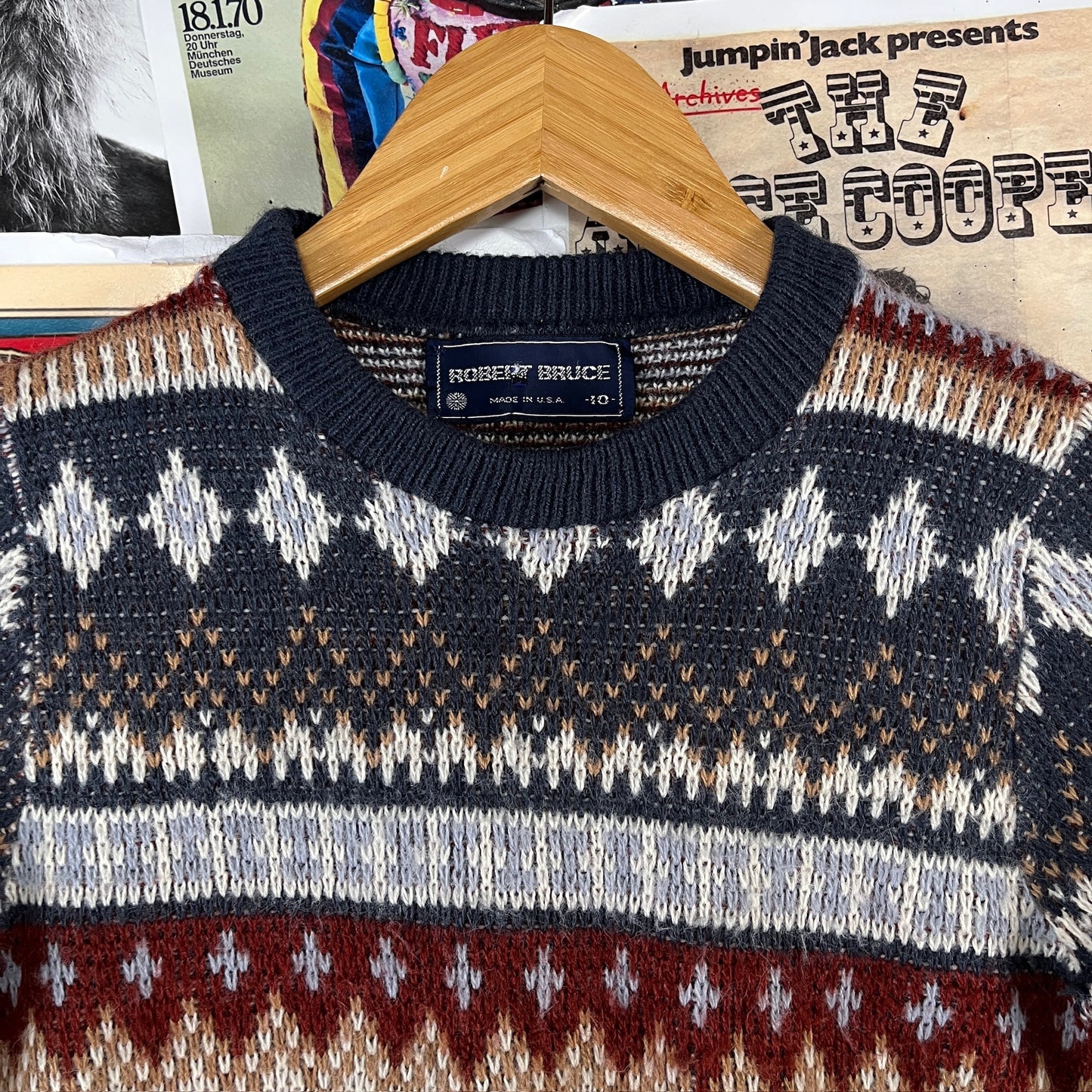 Vintage Kids 80s Fair Isle Style Robert Bruce Jumper Sweater Size 8 Ages 7-8