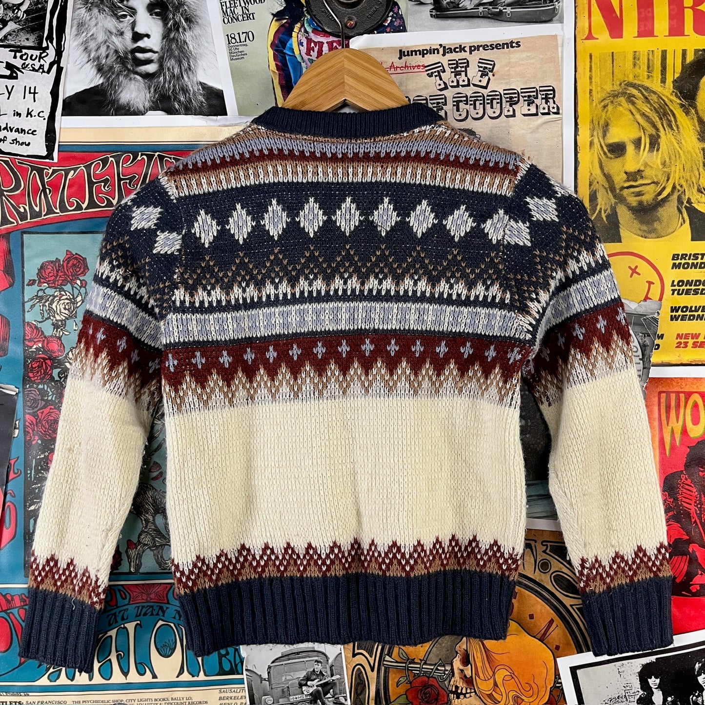 Vintage Kids 80s Fair Isle Style Robert Bruce Jumper Sweater Size 8 Ages 7-8