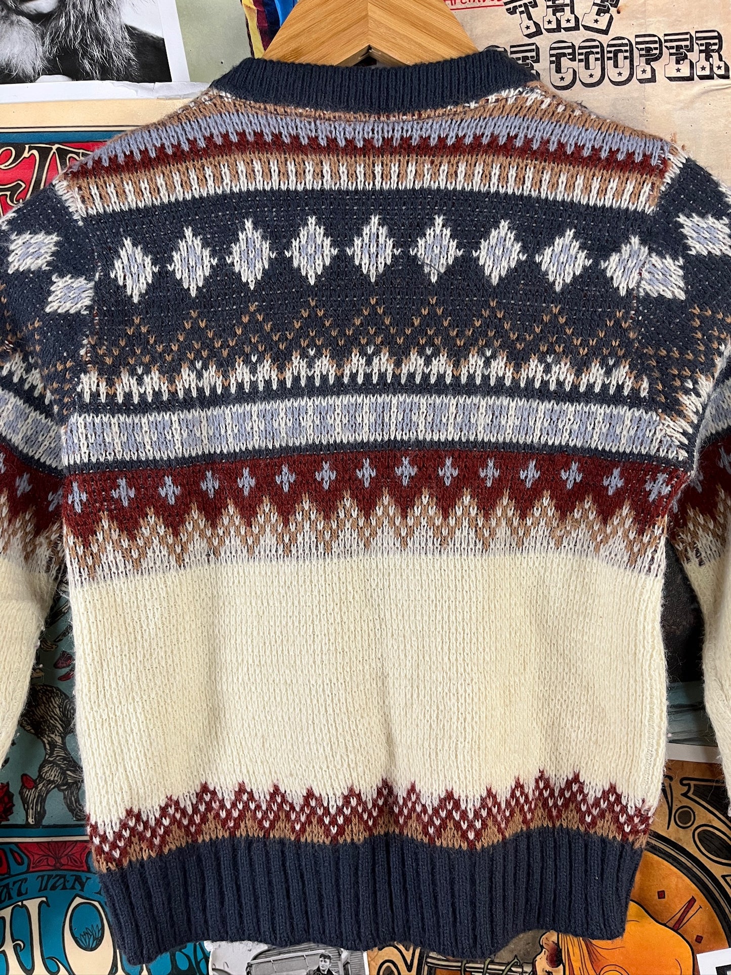 Vintage Kids 80s Fair Isle Style Robert Bruce Jumper Sweater Size 8 Ages 7-8