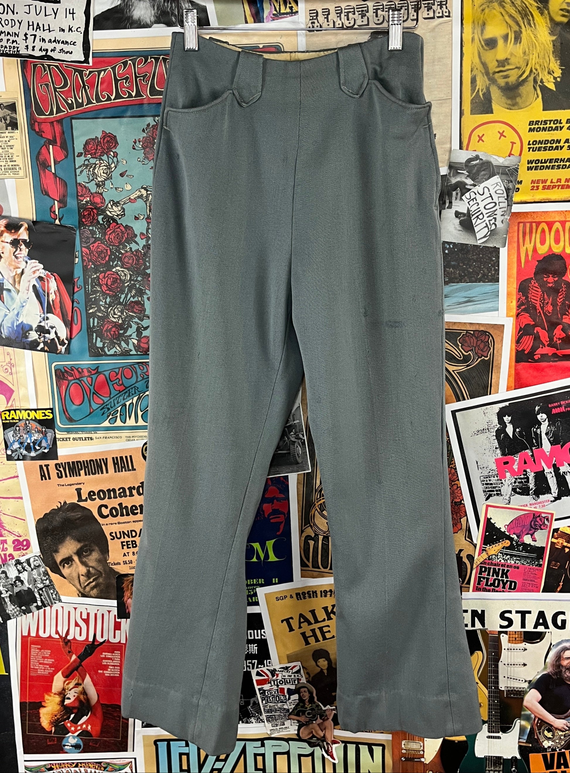 Vintage womens 1940s 50s gray gabardine high rise H Bar C Ranchwear rockabilly trouser pants. 
