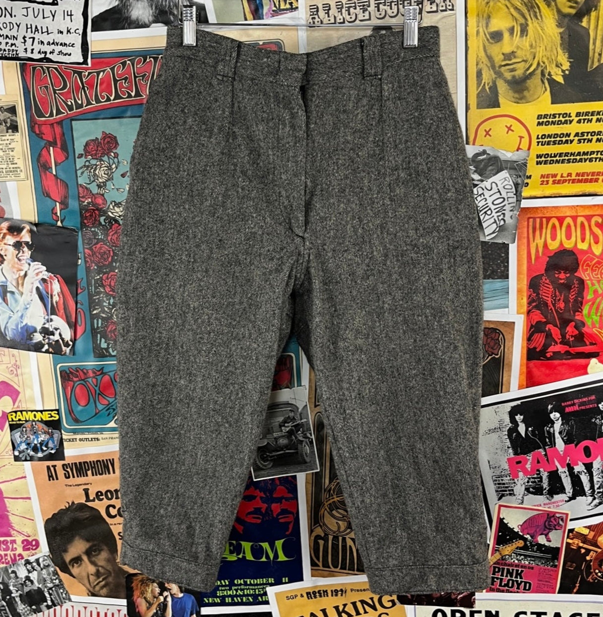 Vintage womens gray tweed wool Woolrich equestrian style breeches riding pants old money style preppy clothing