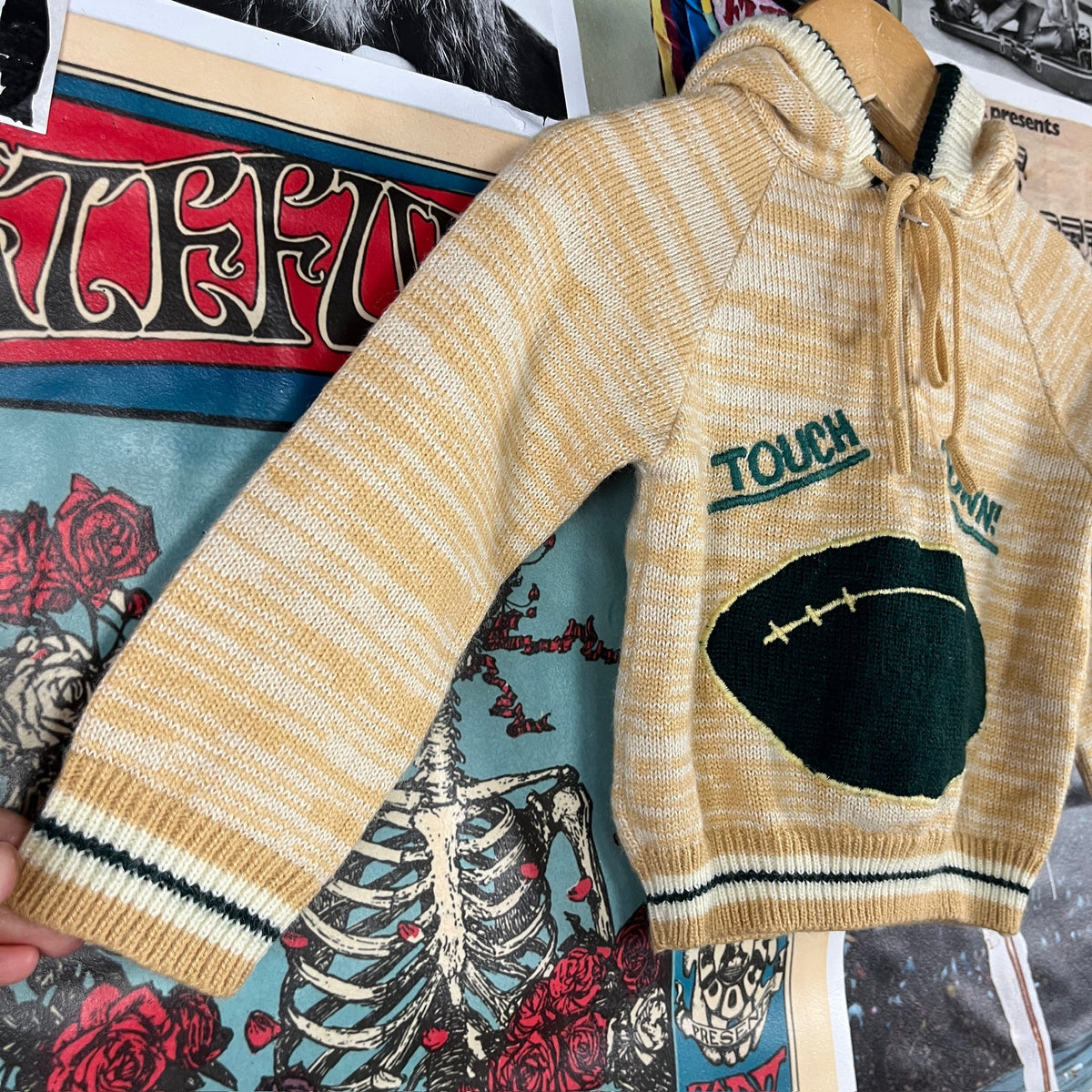 Vintage Baby Boy Kids 70s-80s Touchdown Football Hooded Sweater