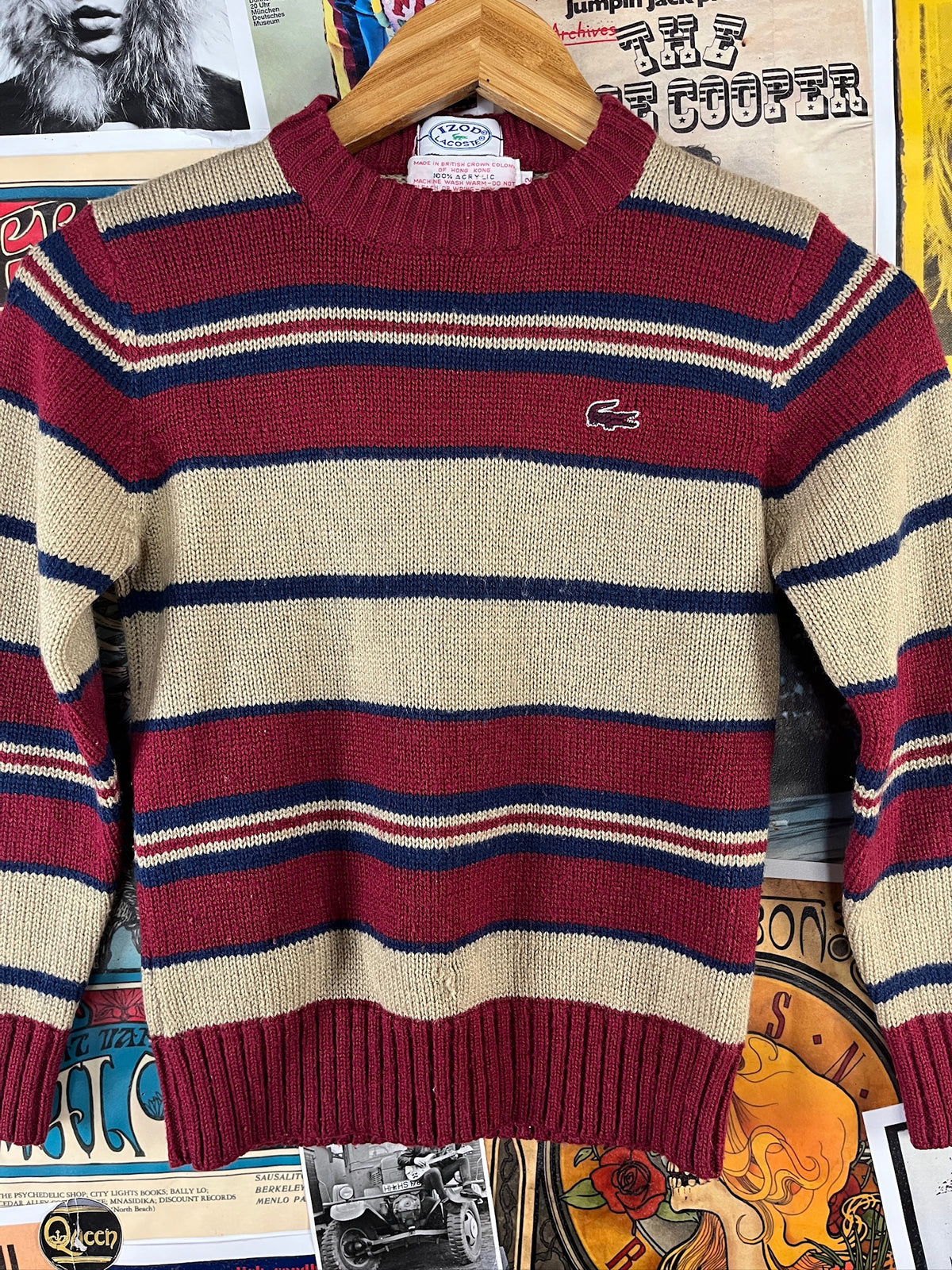 Vintage 80s Kids Striped Izod Lacoste Jumper Sweater Boy Size 10/12 Ages 8-10
