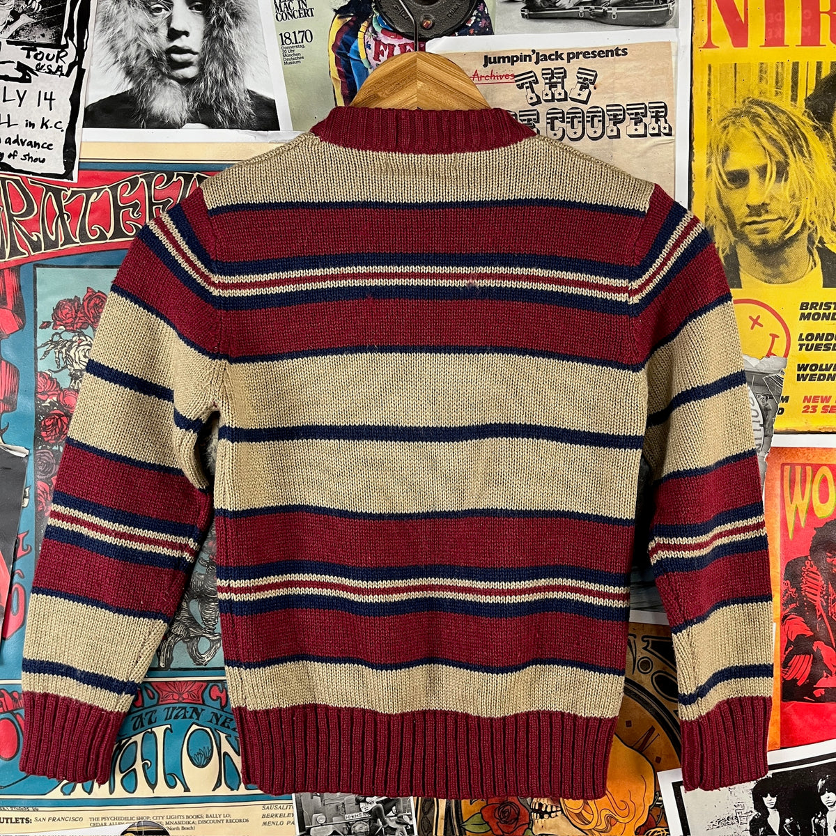 Vintage 80s Kids Striped Izod Lacoste Jumper Sweater Boy Size 10/12 Ages 8-10