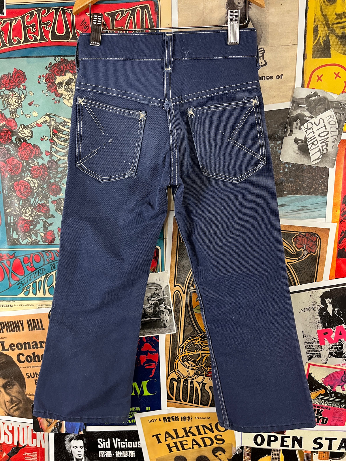 Vintage Kids 70s Sears Toughskins Dragon Folk Art Hand Drawn Denim Jeans 7 Slim Short Ages 6-7