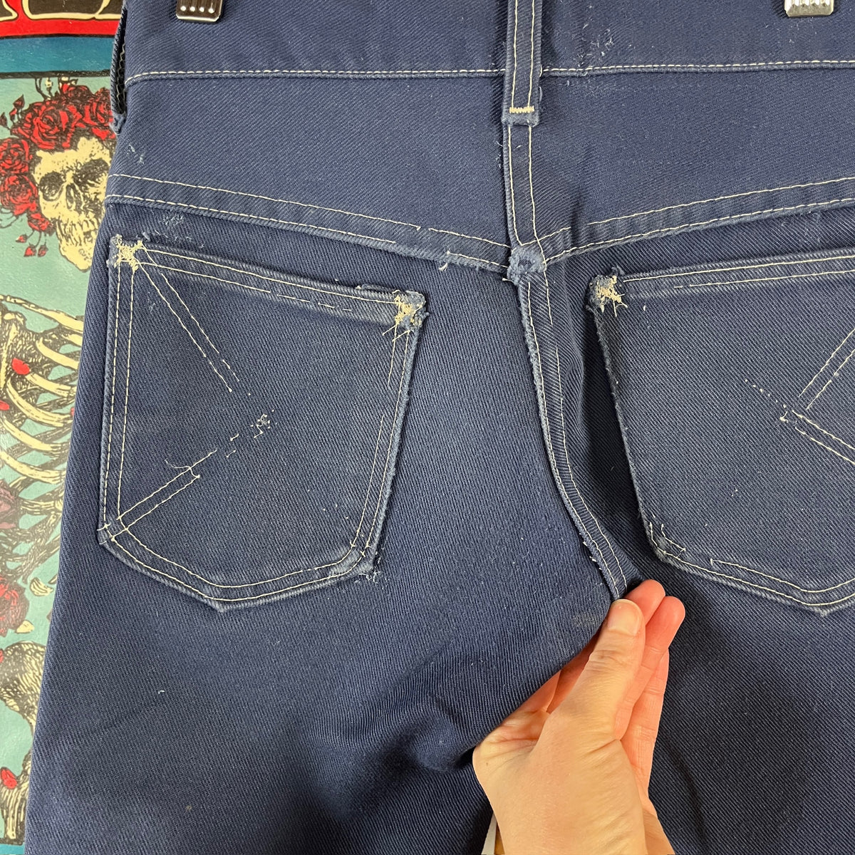 Vintage Kids 70s Sears Toughskins Dragon Folk Art Hand Drawn Denim Jeans 7 Slim Short Ages 6-7