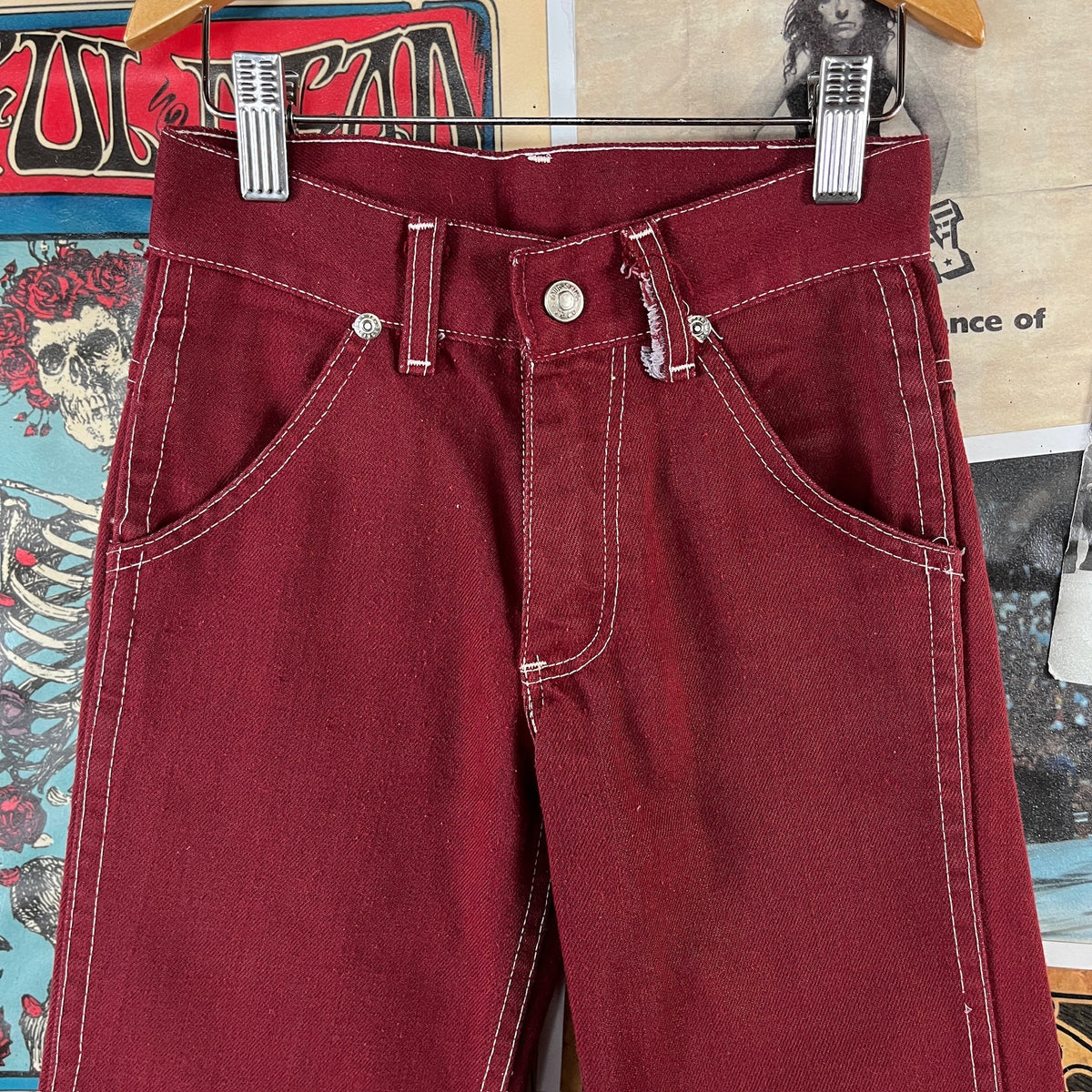 Vintage Kids 70s Red Sears Bootcut Pants Size 8 Slim Ages 7-8