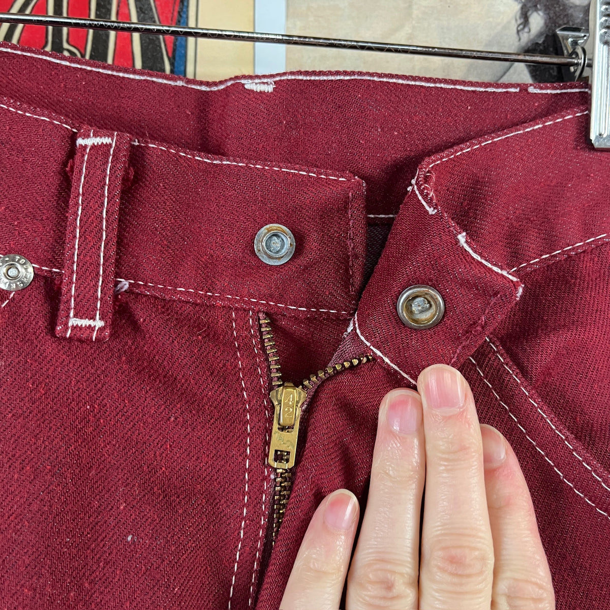 Vintage Kids 70s Red Sears Bootcut Pants Size 8 Slim Ages 7-8